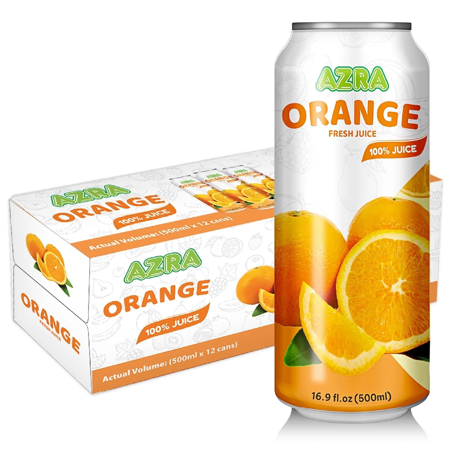 AZRA 100% Organic Juice – 500ml Cans, Zero Sugar Beverages Variety Pack for Healthy Kids & Adults - Image 12