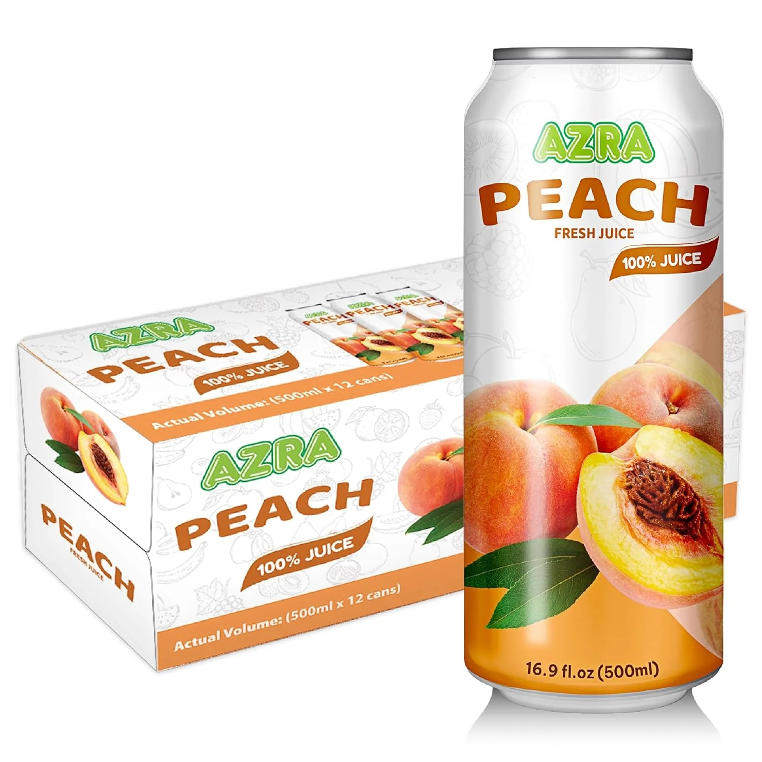 AZRA 100% Organic Juice – 500ml Cans, Zero Sugar Beverages Variety Pack for Healthy Kids & Adults - Image 14