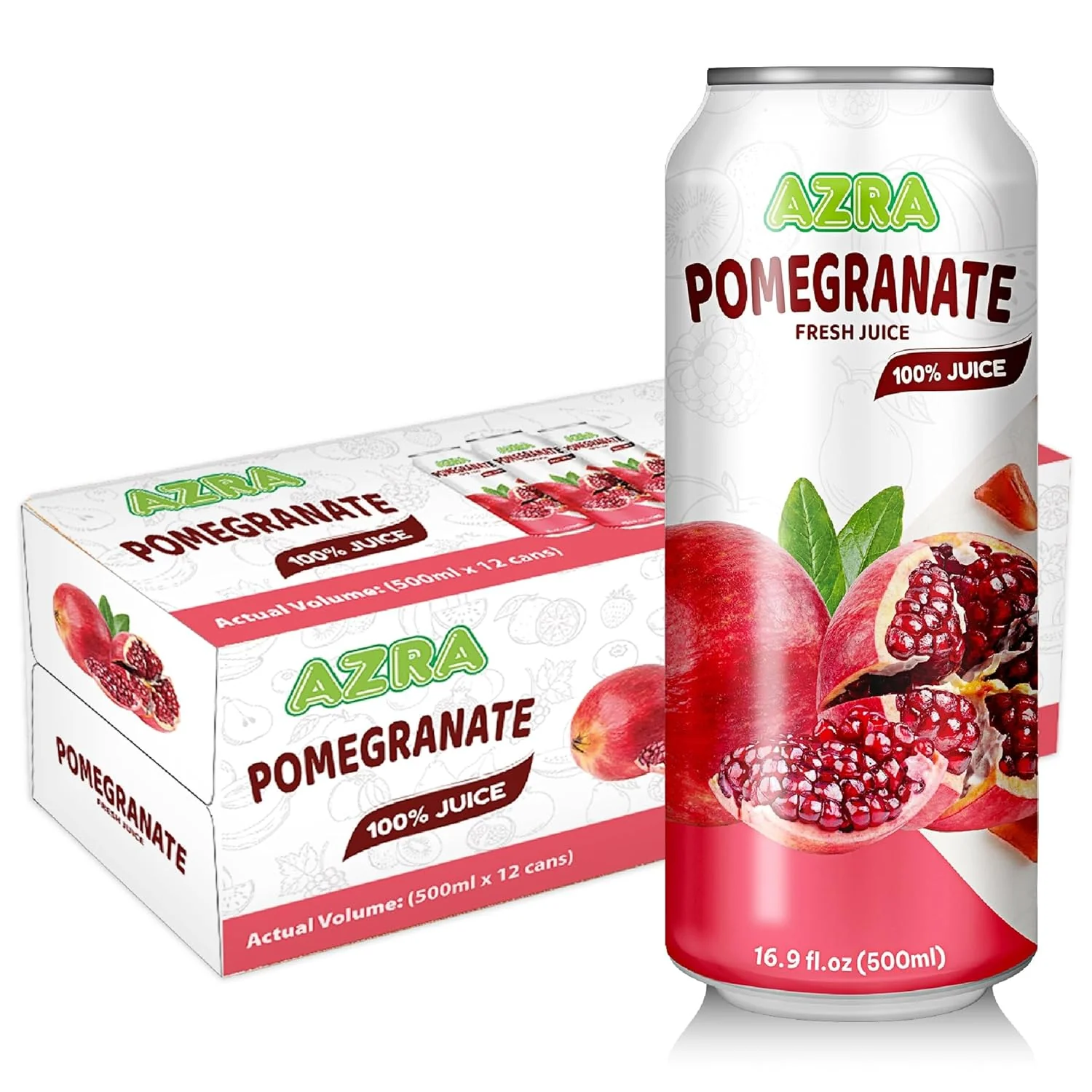 AZRA 100% Organic Juice – 500ml Cans, Zero Sugar Beverages Variety Pack for Healthy Kids & Adults - Image 16