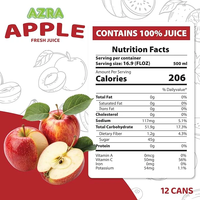 AZRA 100% Organic Juice – 500ml Cans, Zero Sugar Beverages Variety Pack for Healthy Kids & Adults - Image 2