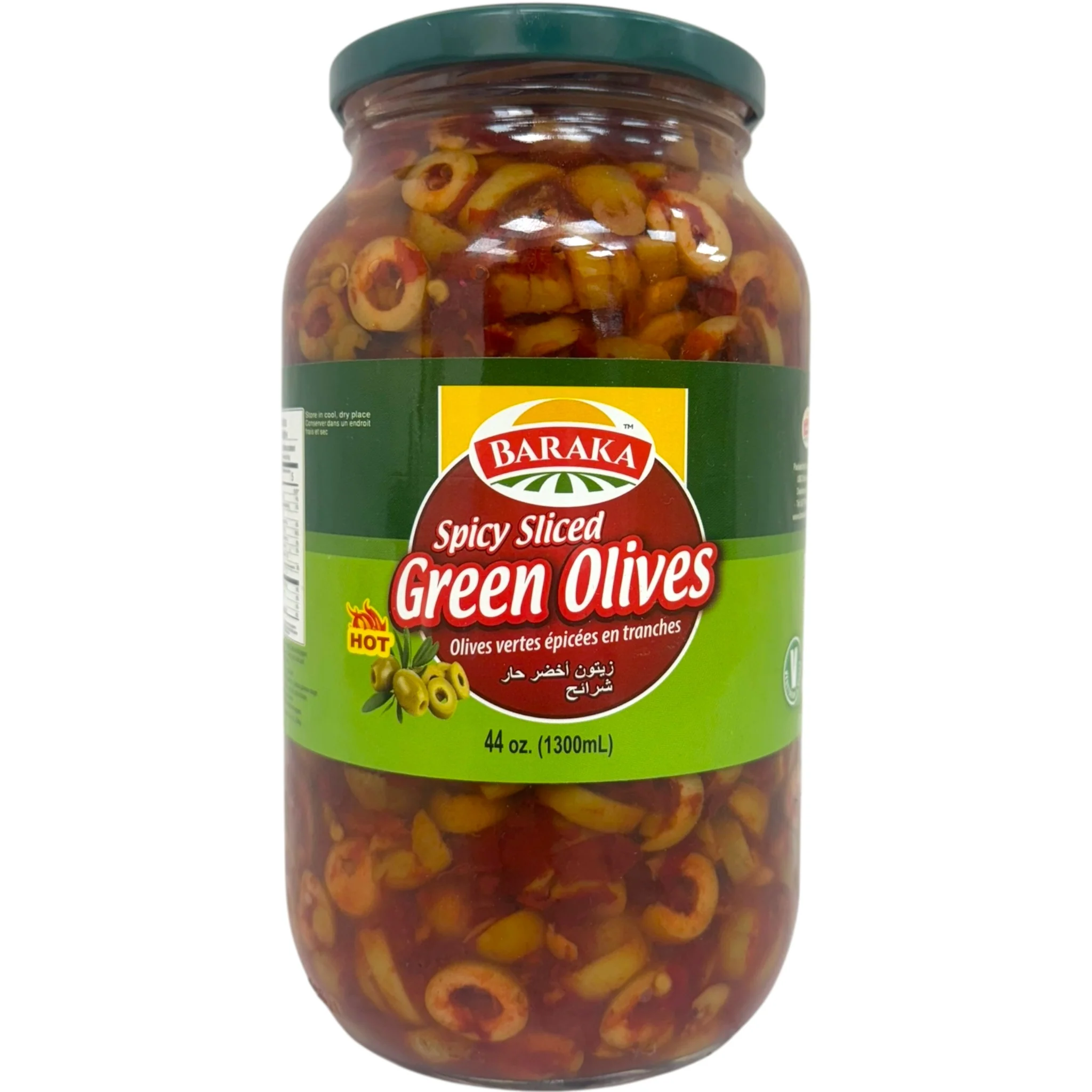 Baraka Spicy Green Olive Slices – 12 Oz Jar