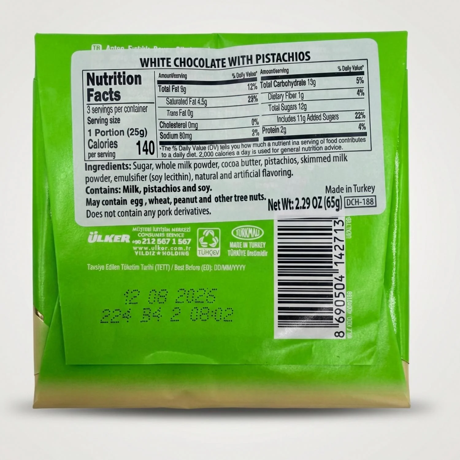 Çikolata - Antep Fıstıklı Beyaz Çikolata (65g) - Image 2