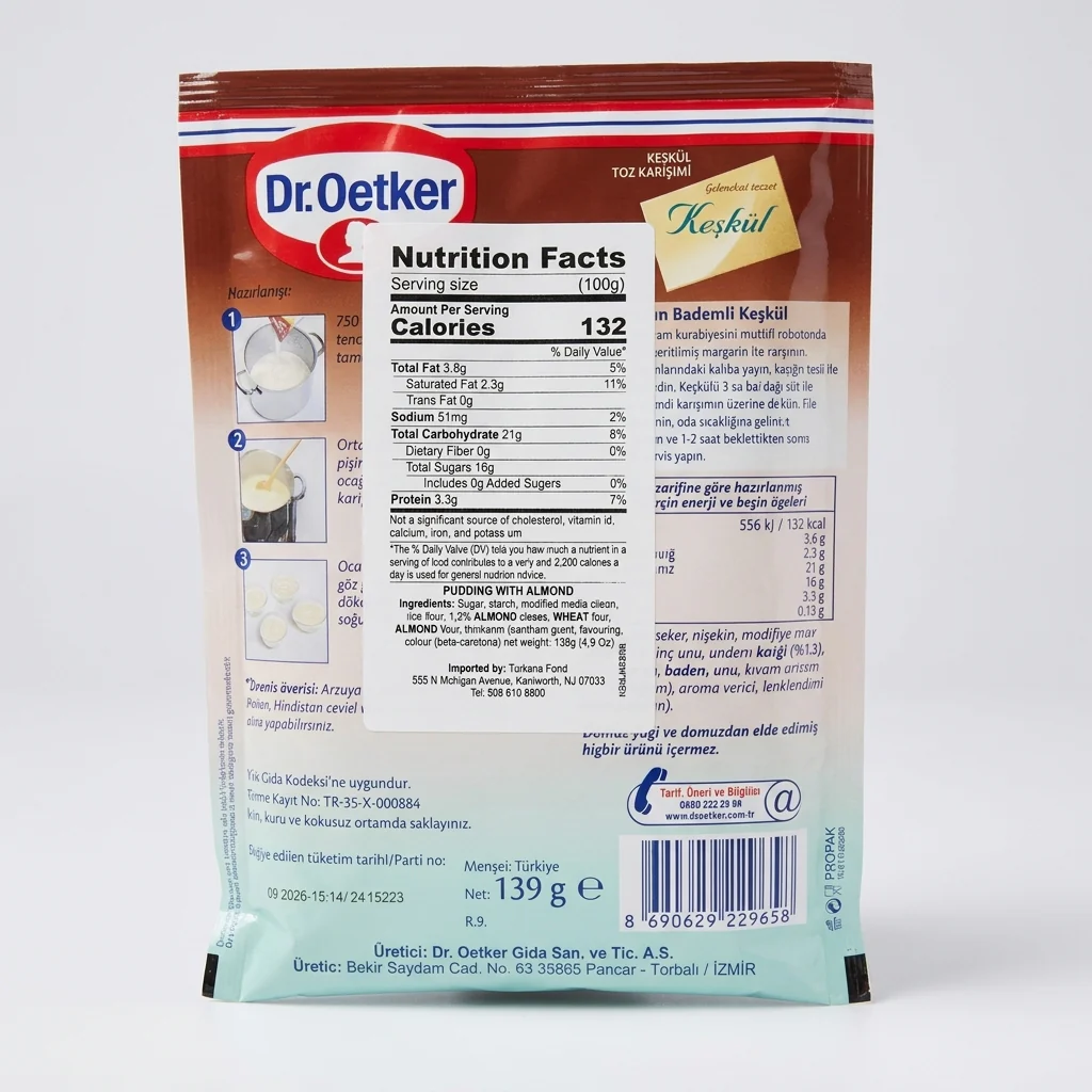 Dr. Oetker Keşkül 139g - Traditional Turkish Almond Pudding Mix - Image 2