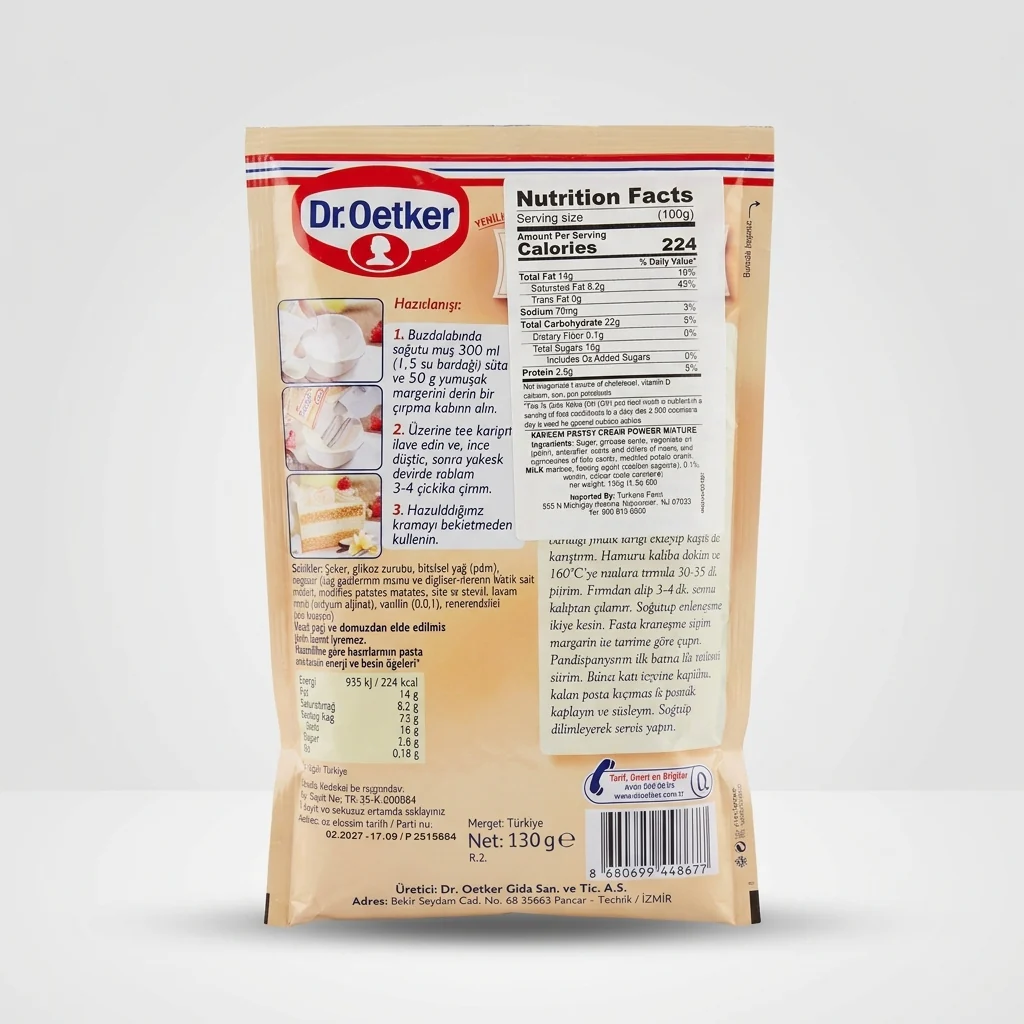 Dr. Oetker Pasta Kremasi Vanilinli 130g - Vanilla Cake Cream - Image 2
