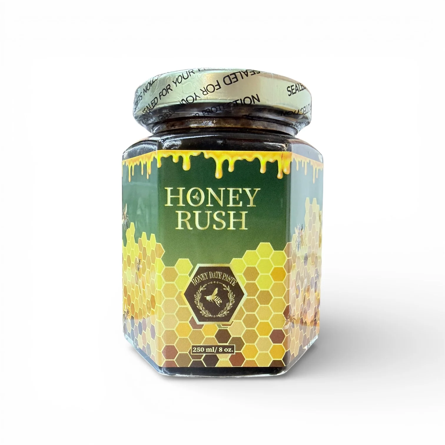 HONEY RUSH Artisan Honey - Energy  Support (8 OUNCES) honey jar