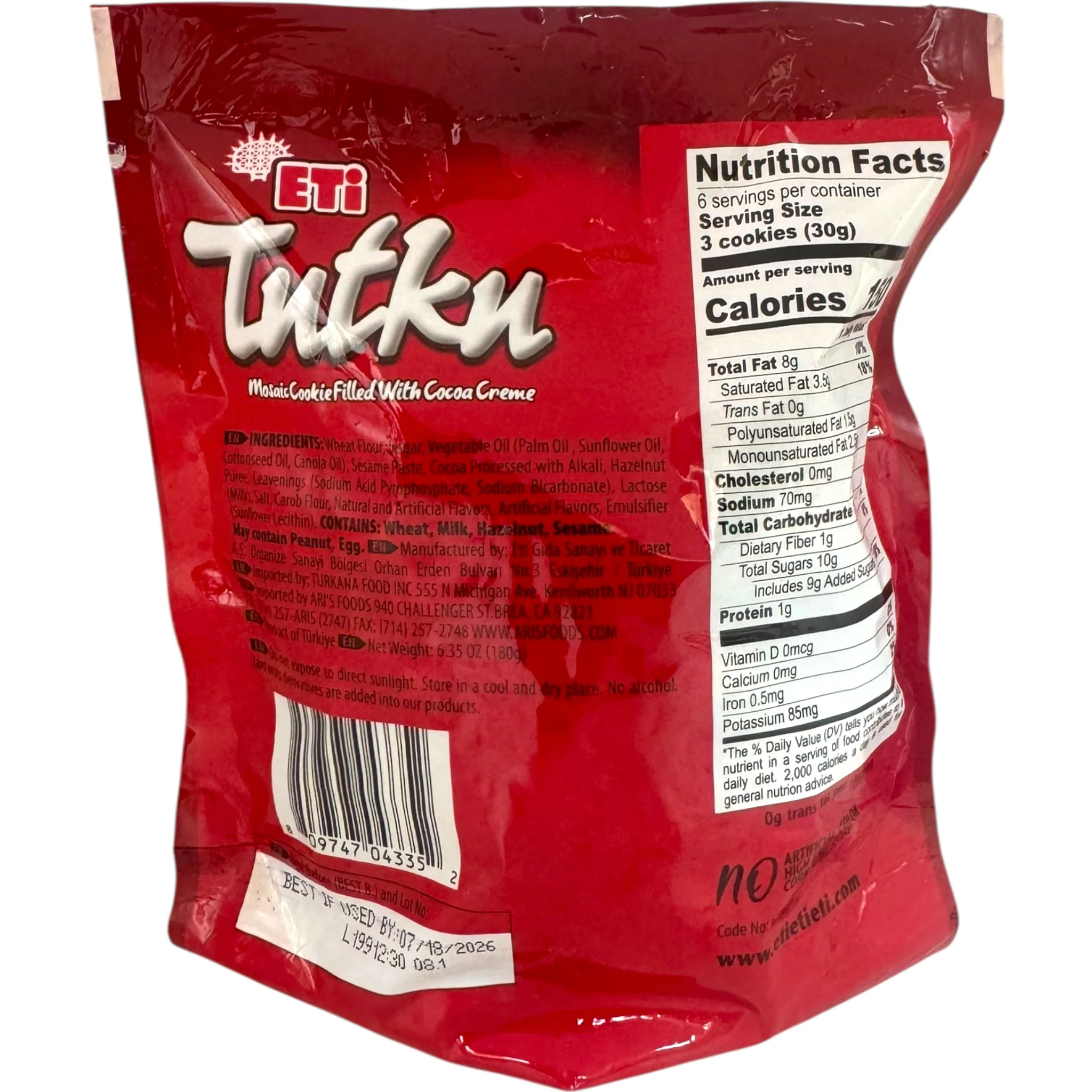 Eti Tutku Gourmet Cookies – Creamy Choco Filling 180g - Image 2