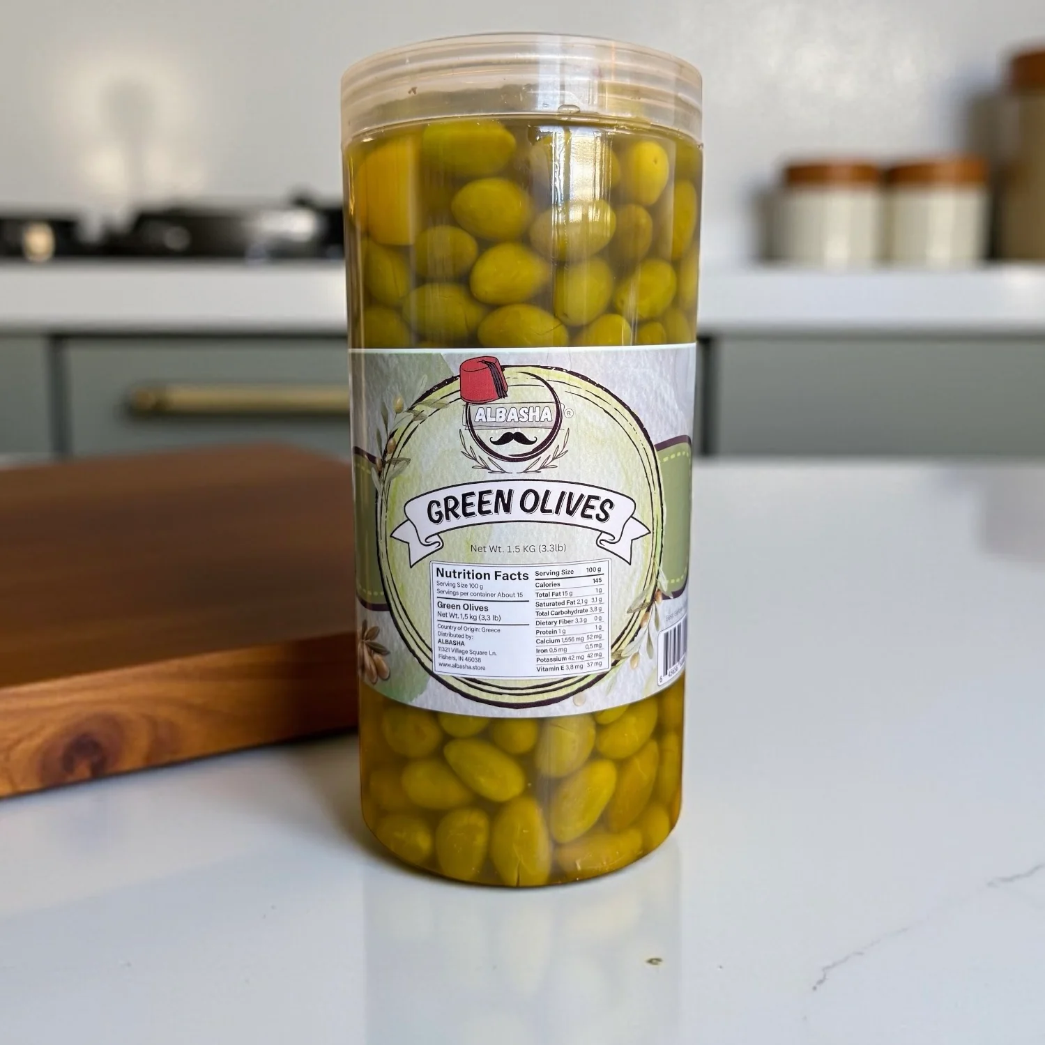 Green Olives 1.5 KG Jar - Image 2