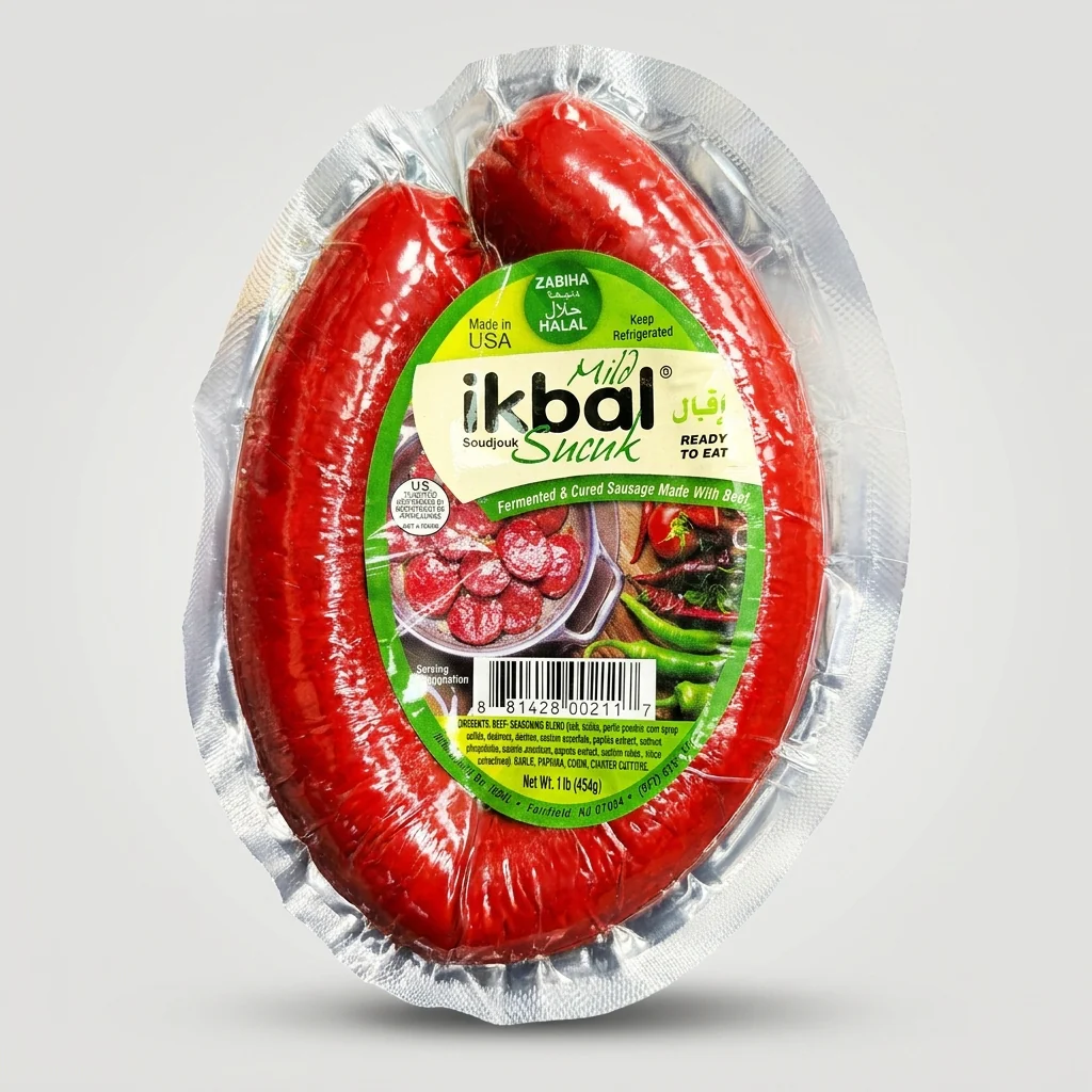 Ikbal Mild Soudjouk 1 lb - Ready to Eat Halal Beef Sausage