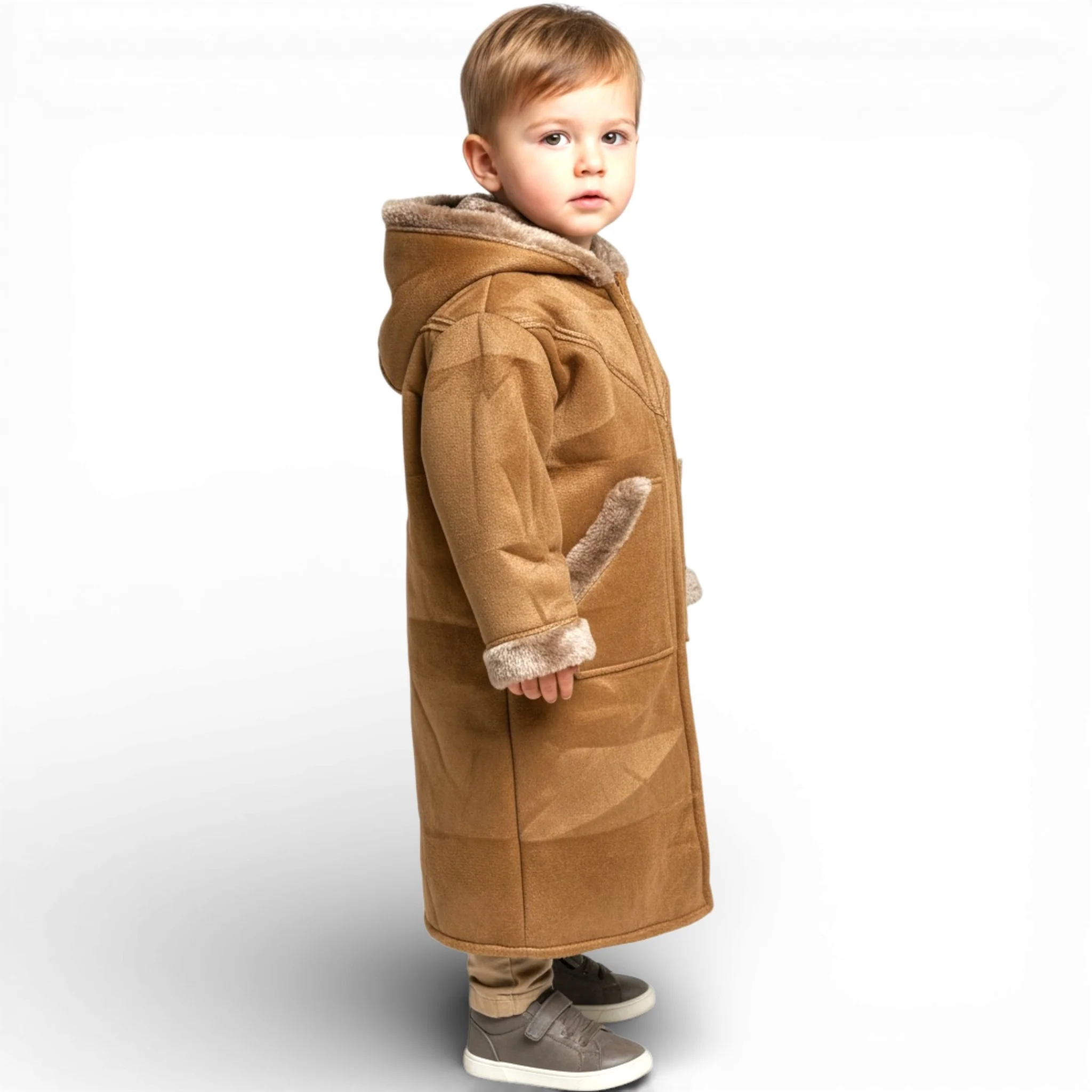 Cozy Kids Hooded Fur Coat – 2-3y Old, Soft Warm Material, Durable & Easy to Wear - Image 5