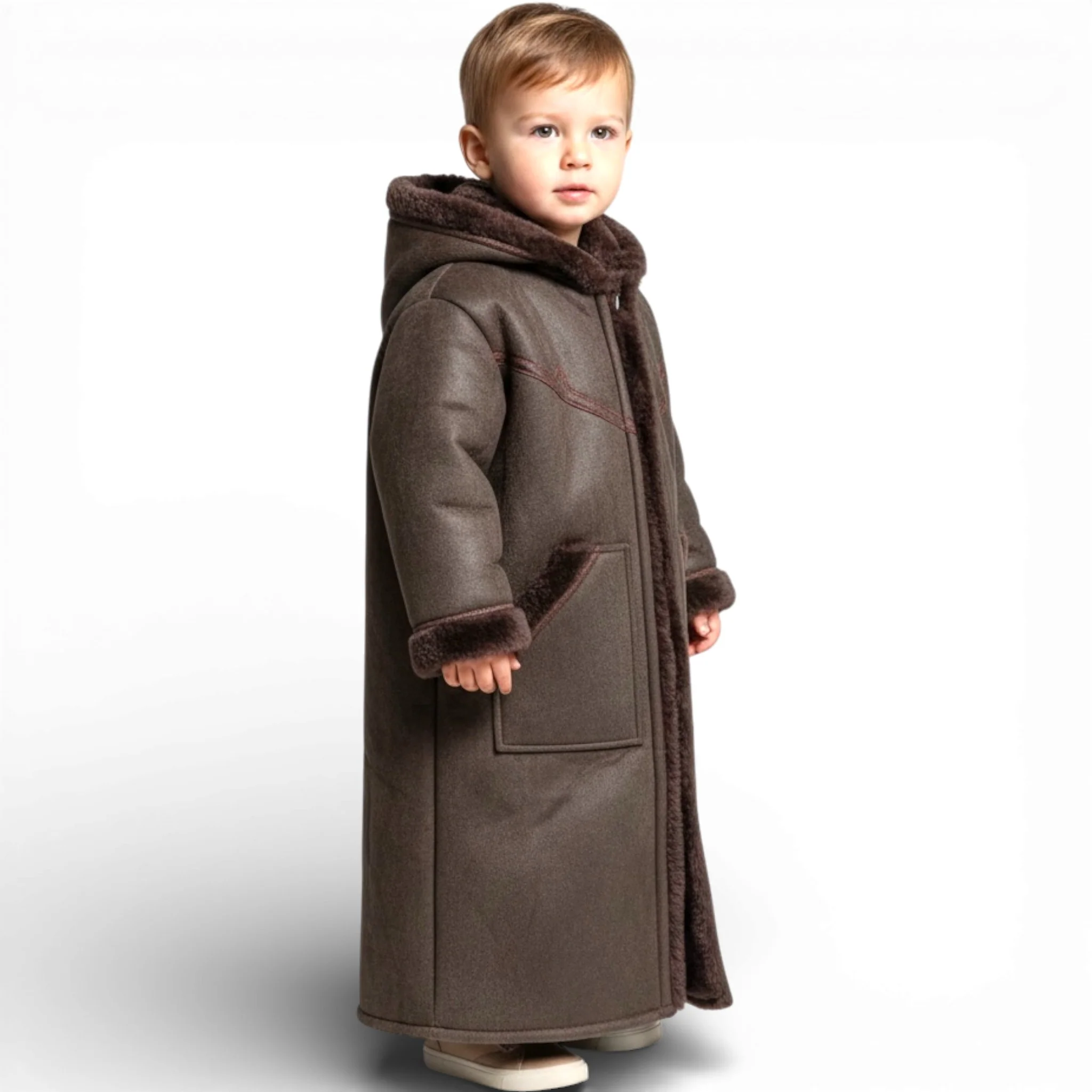 Cozy Kids Hooded Fur Coat – 2-3y Old, Soft Warm Material, Durable & Easy to Wear - Image 9