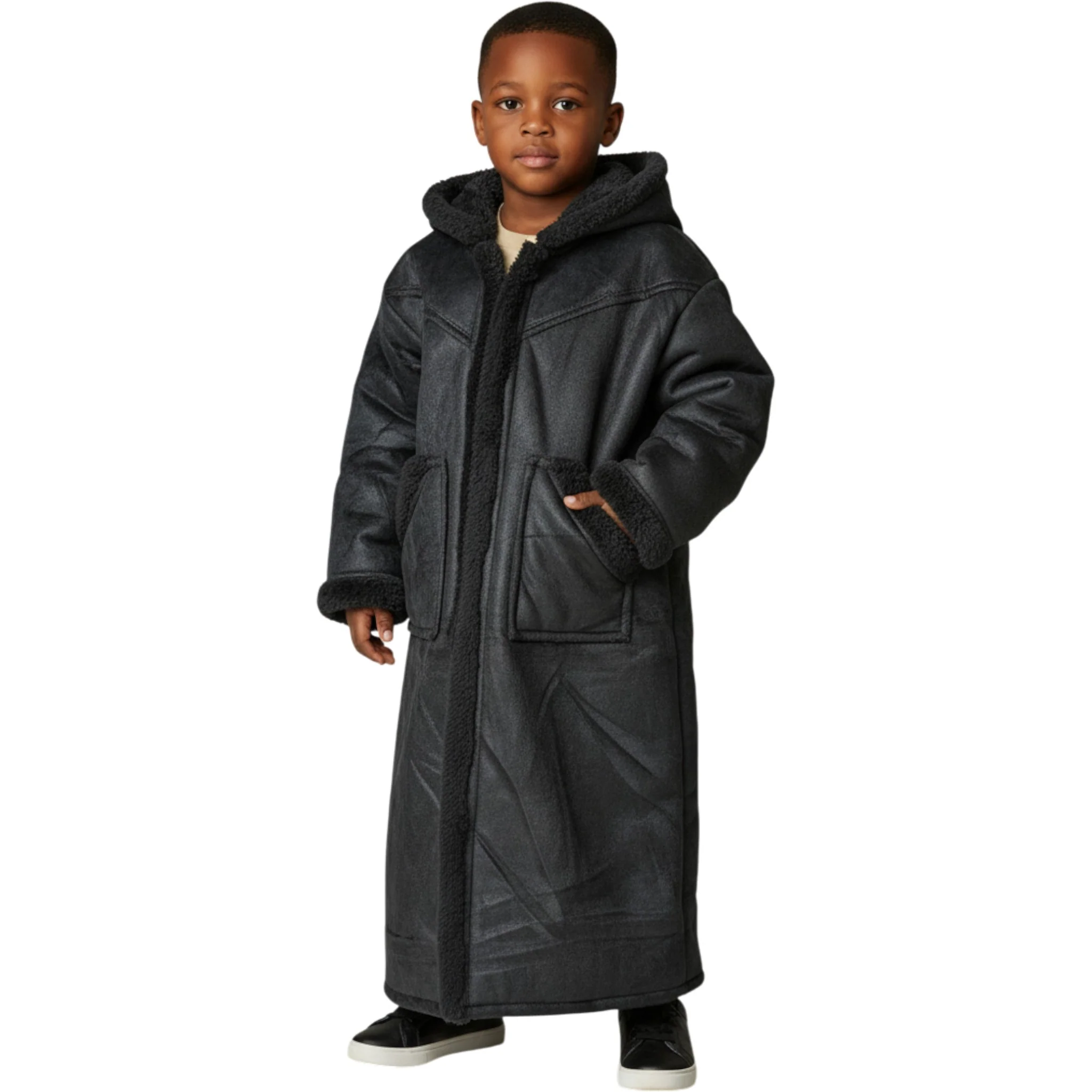 Kids Winter Fur Coat – Hooded & Stylish for 3-4 Year Olds, Warm Faux Fur Outerwear - Image 14