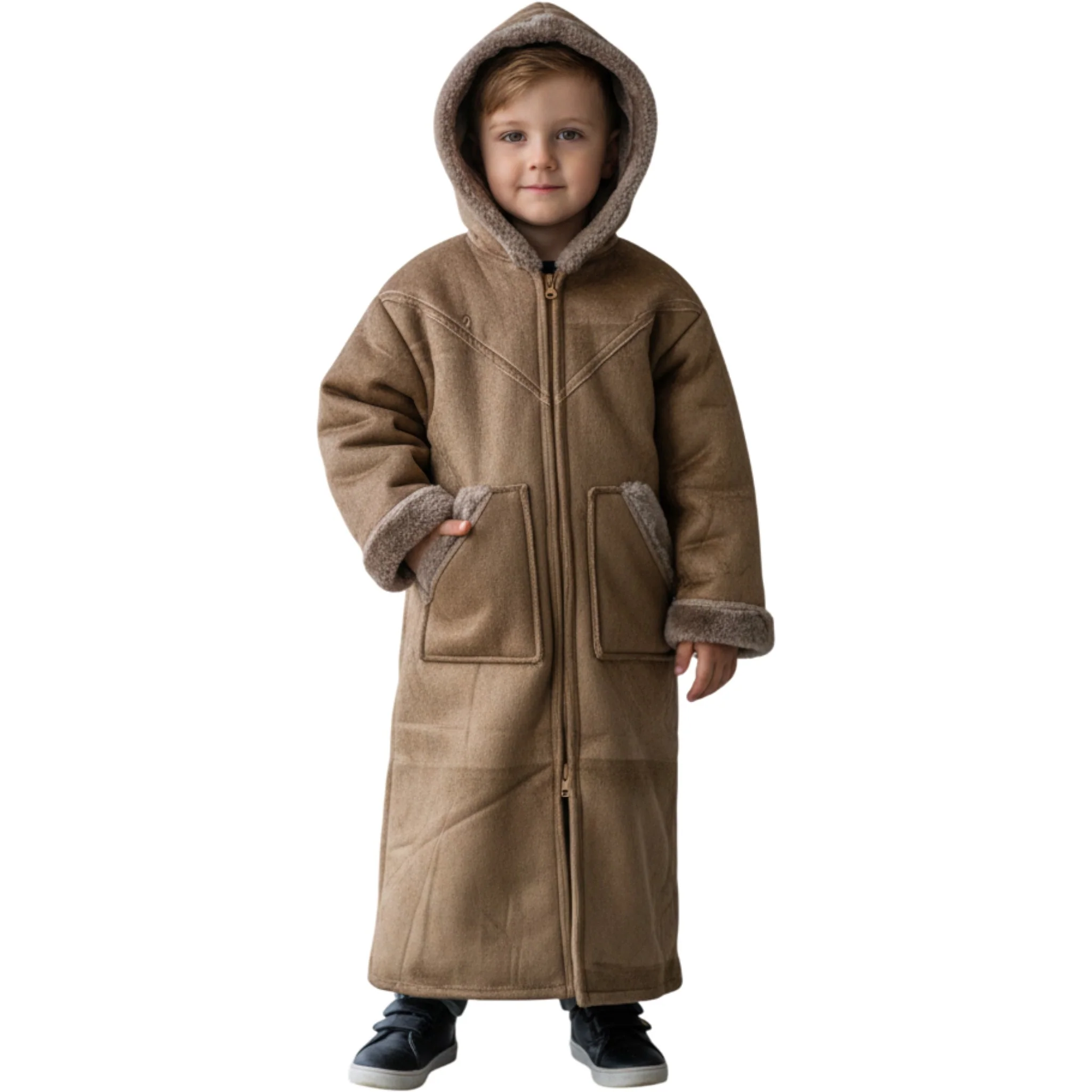 Kids Winter Fur Coat – Hooded & Stylish for 3-4 Year Olds, Warm Faux Fur Outerwear - Image 3