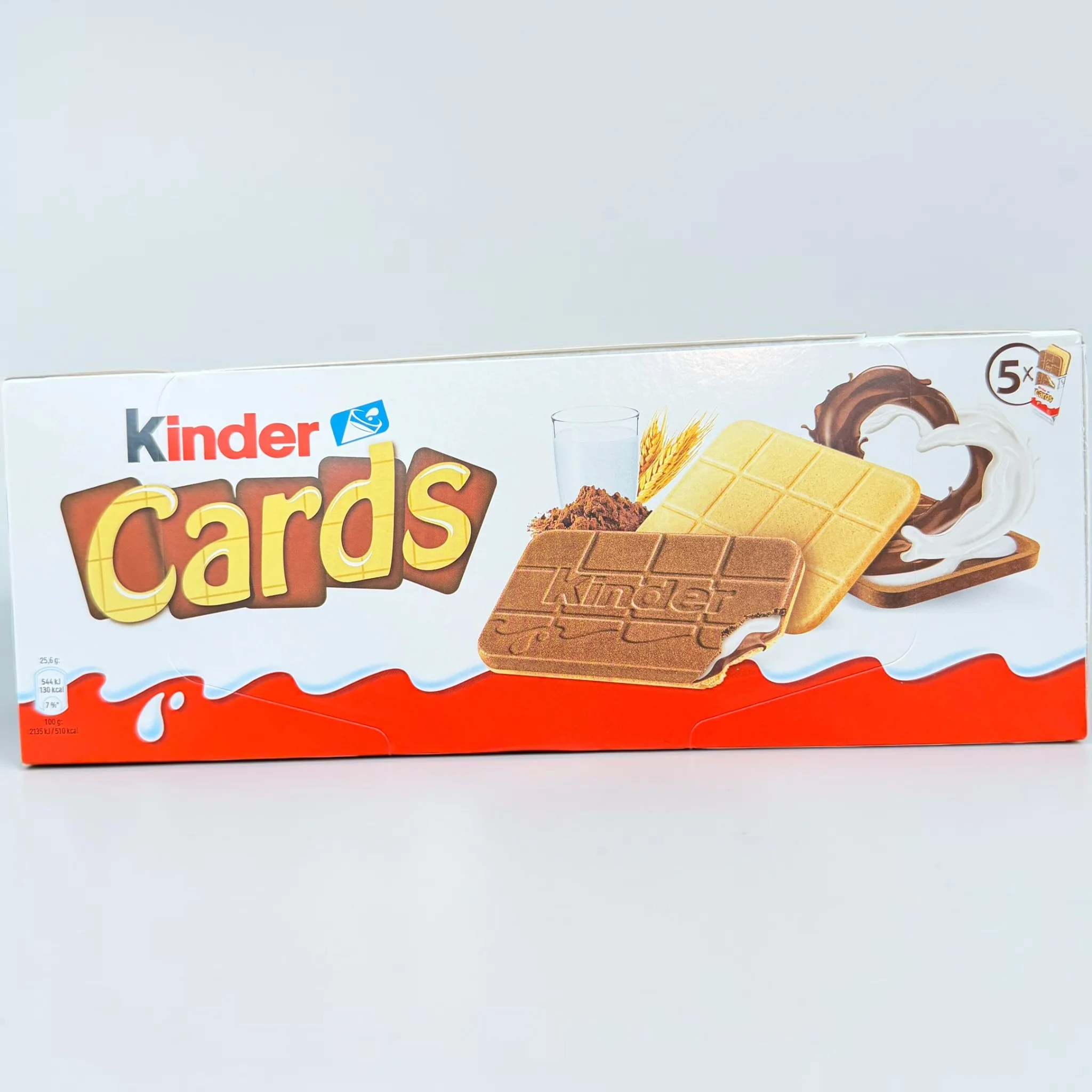 Kinder Cards 128g (5x2 Pack) - Premium Milk & Cocoa Biscuits
