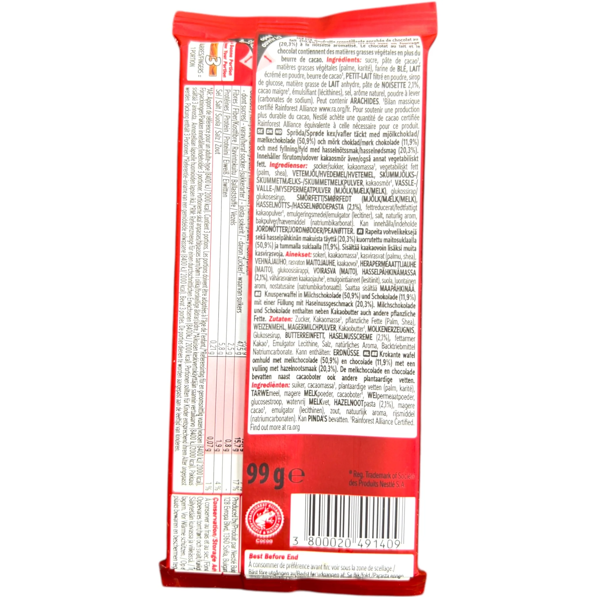 KitKat Hazelnut Chocolate Wafer Bar 99g - Image 2
