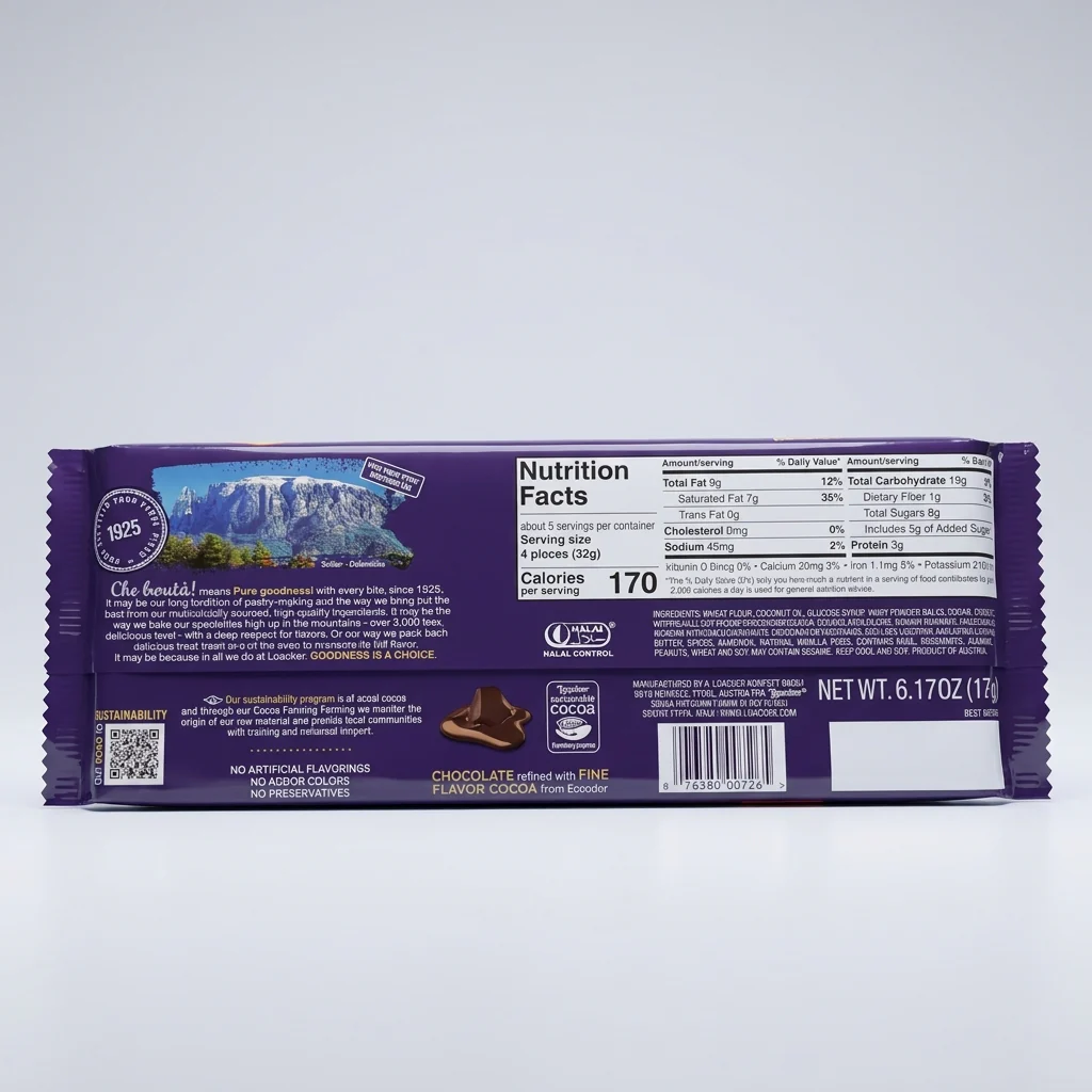 Loacker Classic Chocolate Wafers 6.17 oz - Crispy Italian Cream Filled - Image 2