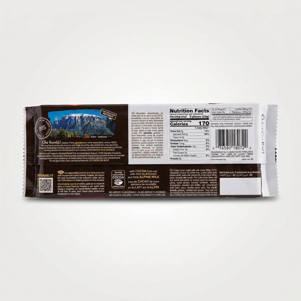 Loacker Classic Cocoa & Milk Wafer Bar 1.59 oz - Italian Cream Wafers - Image 2