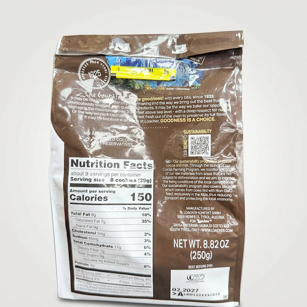 Loacker Quadratini Cocoa & Milk 8.82 oz - Bite Size Wafer Cookies - Image 2