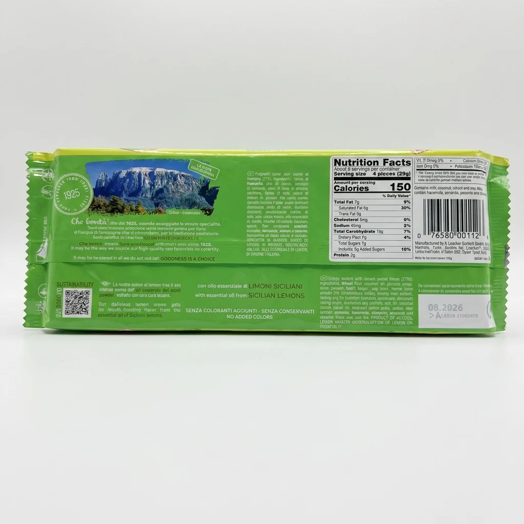 Loacker Wafer for Ice Cream Lemon 125g - Sicilian Lemon Gelato Wafers - Image 2
