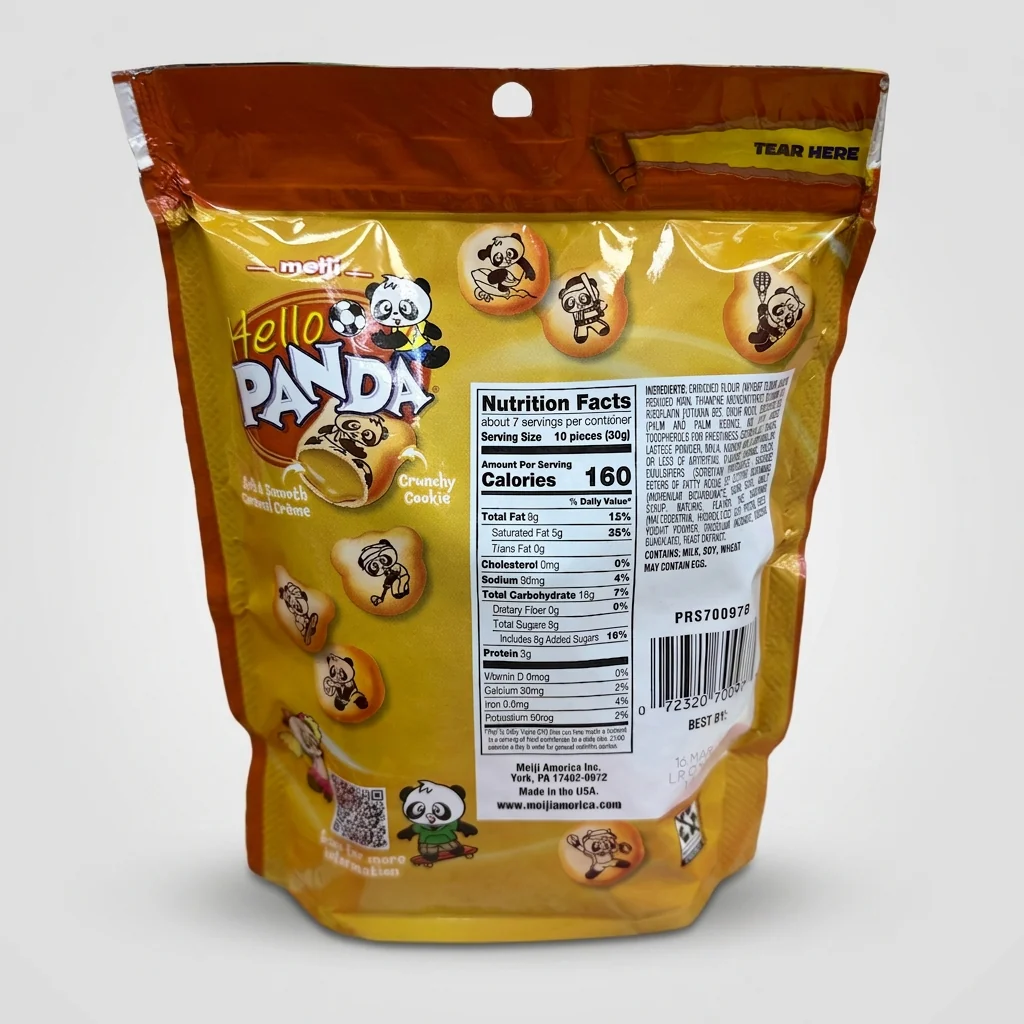 Meiji Hello Panda Caramel 7 oz - Bite-Size Crunchy Cookie Snacks - Image 2