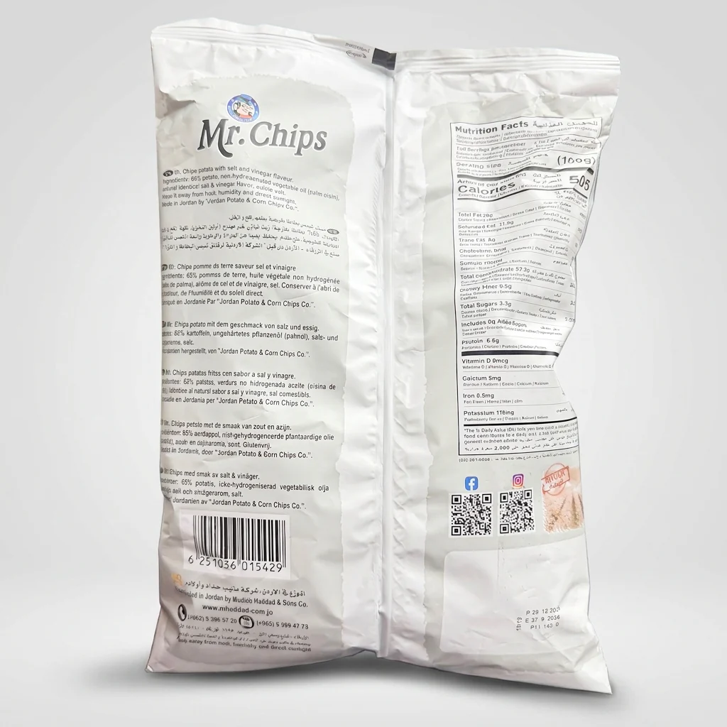 Mr. Chips Salt & Vinegar Potato Chips 100g - Authentic Middle Eastern Snack - Image 2