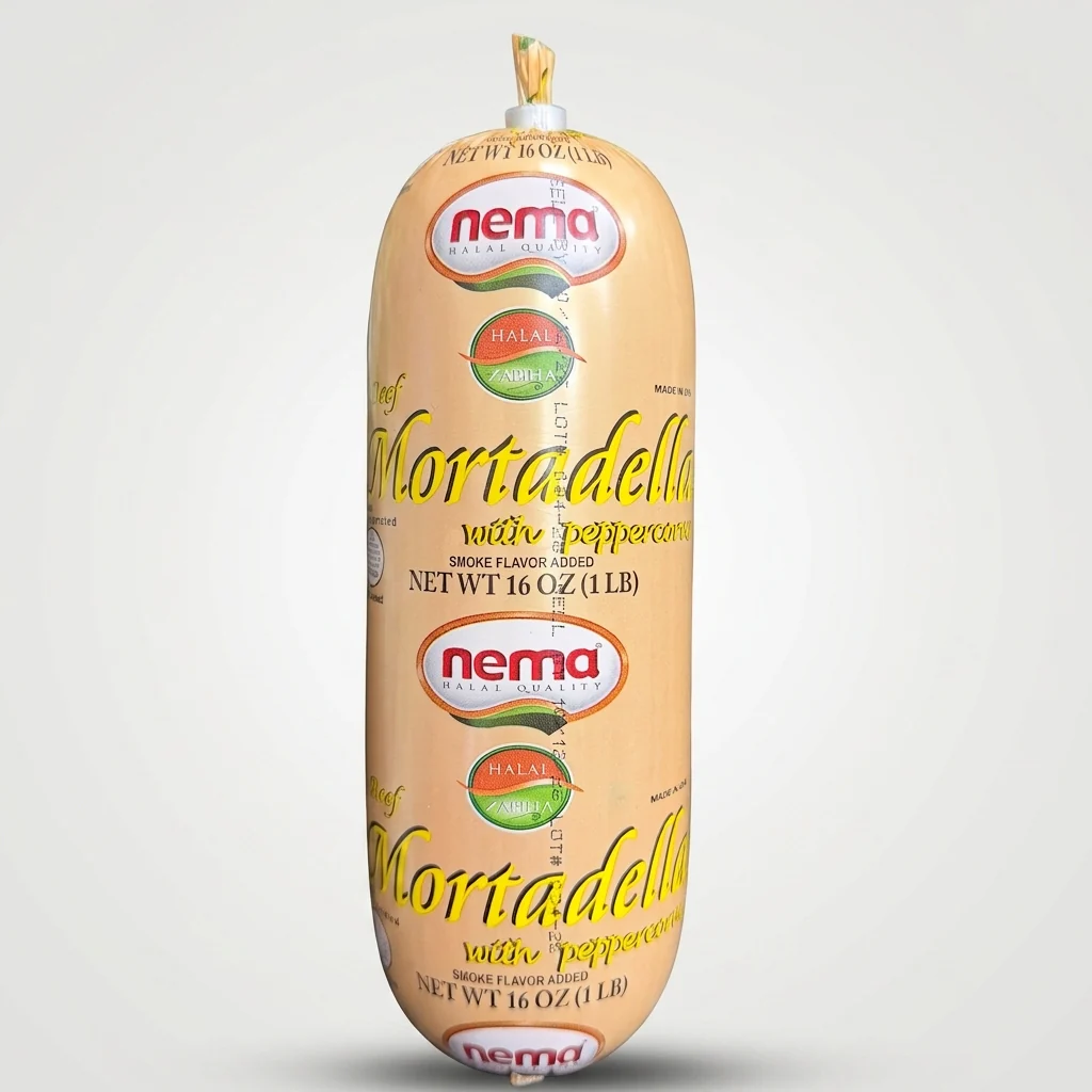 Nema Mortadella with Pepperoni 16 oz - Halal Smoked Deli Meat