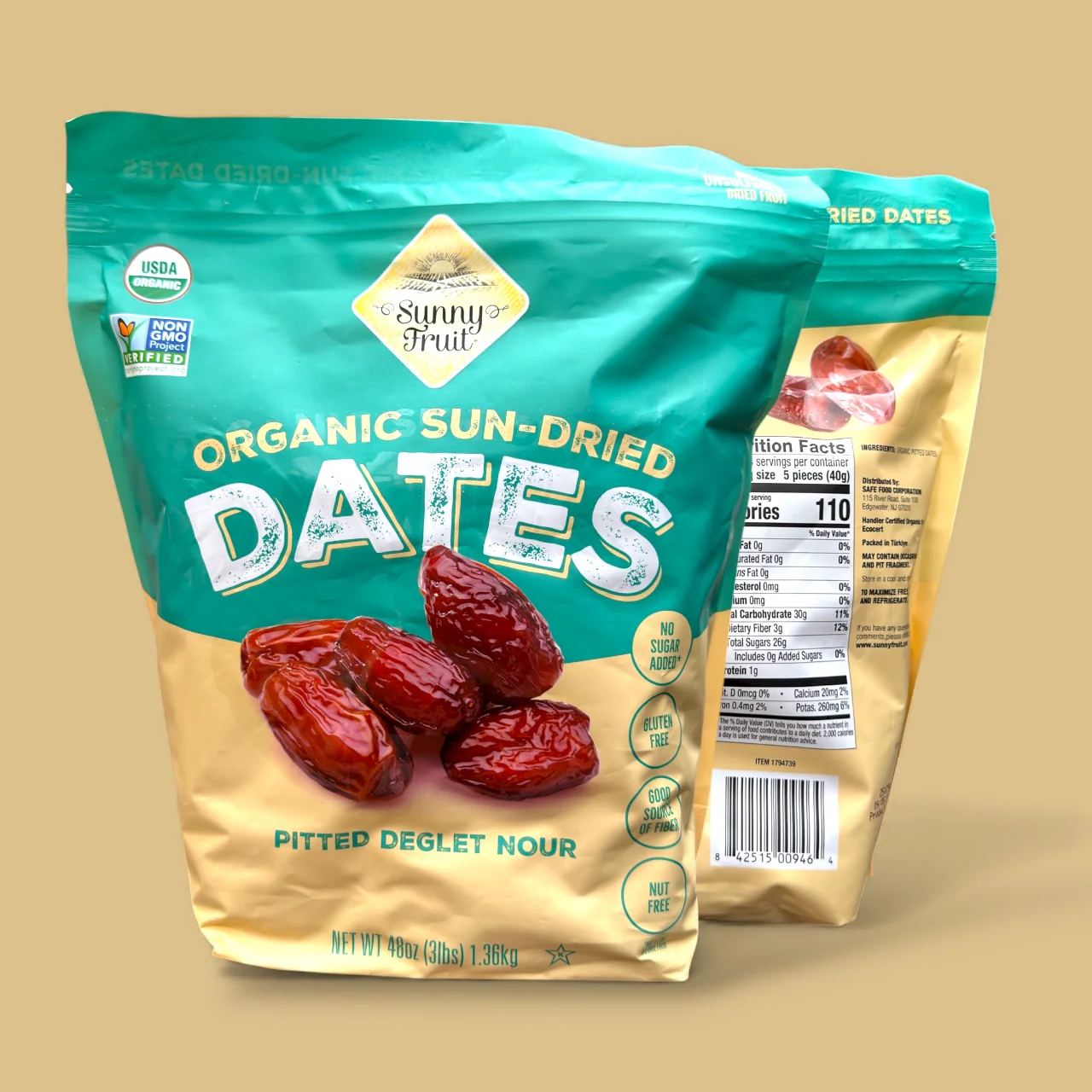 Sunny Fruit Organic Pitted Deglet Nour Dates – 48 Oz - Image 5