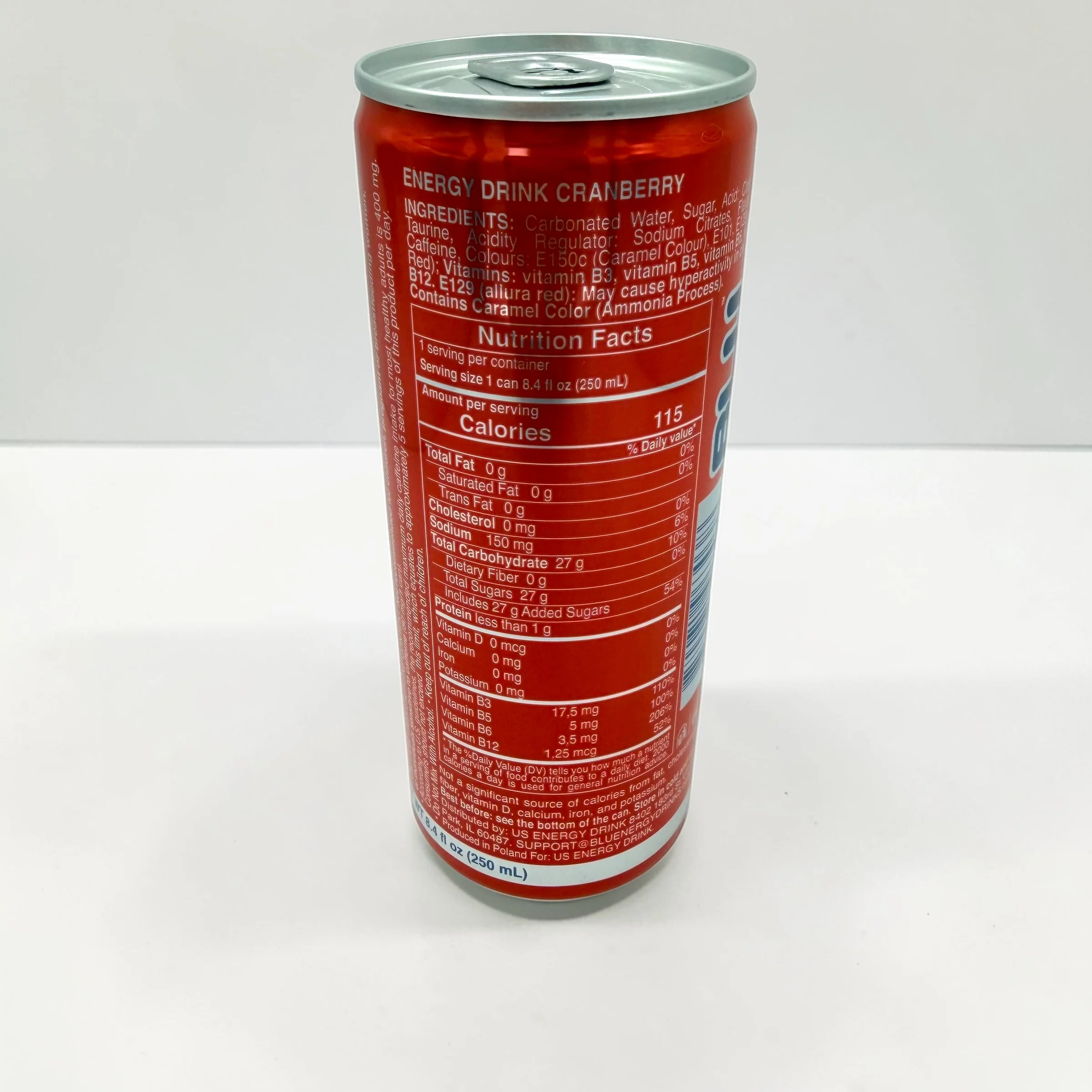 BLU DAY Cranberry Energy Drink 250ml Can - Image 5