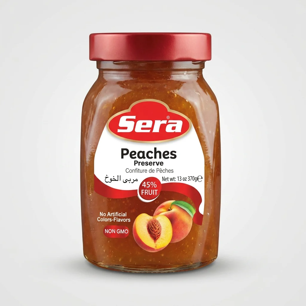 Sera Peaches Preserve 13 oz - 45% Fruit Non-GMO Spread