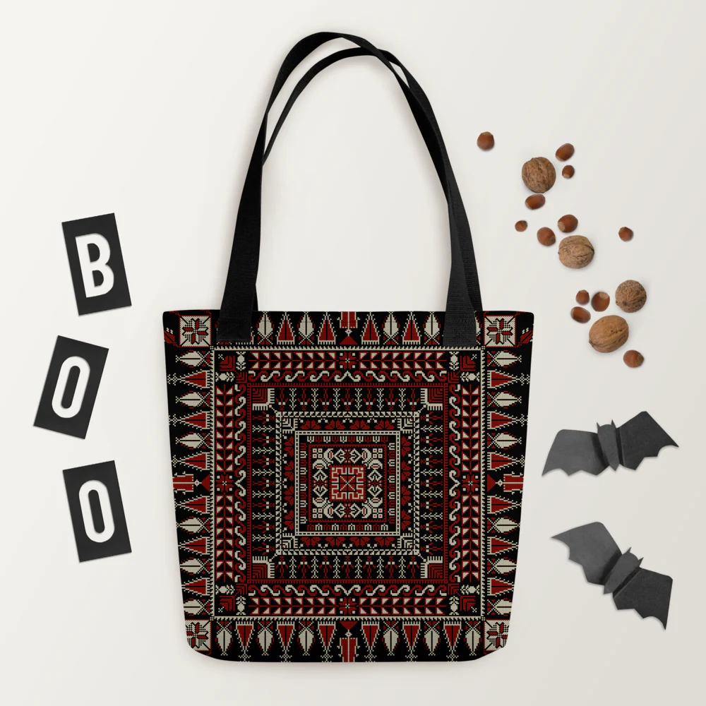 Spacious Tote Bag – Black Art Pattern - Image 10