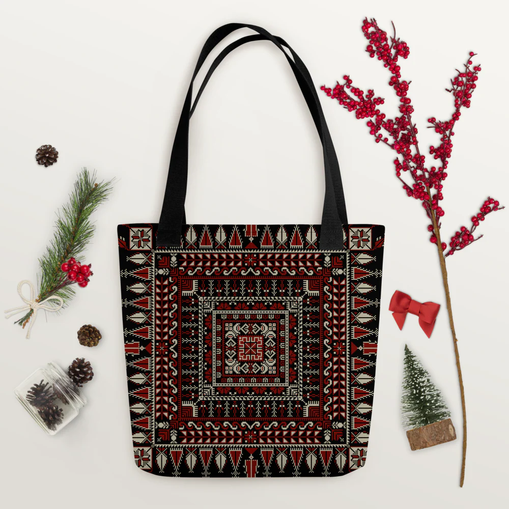 Spacious Tote Bag – Black Art Pattern - Image 11