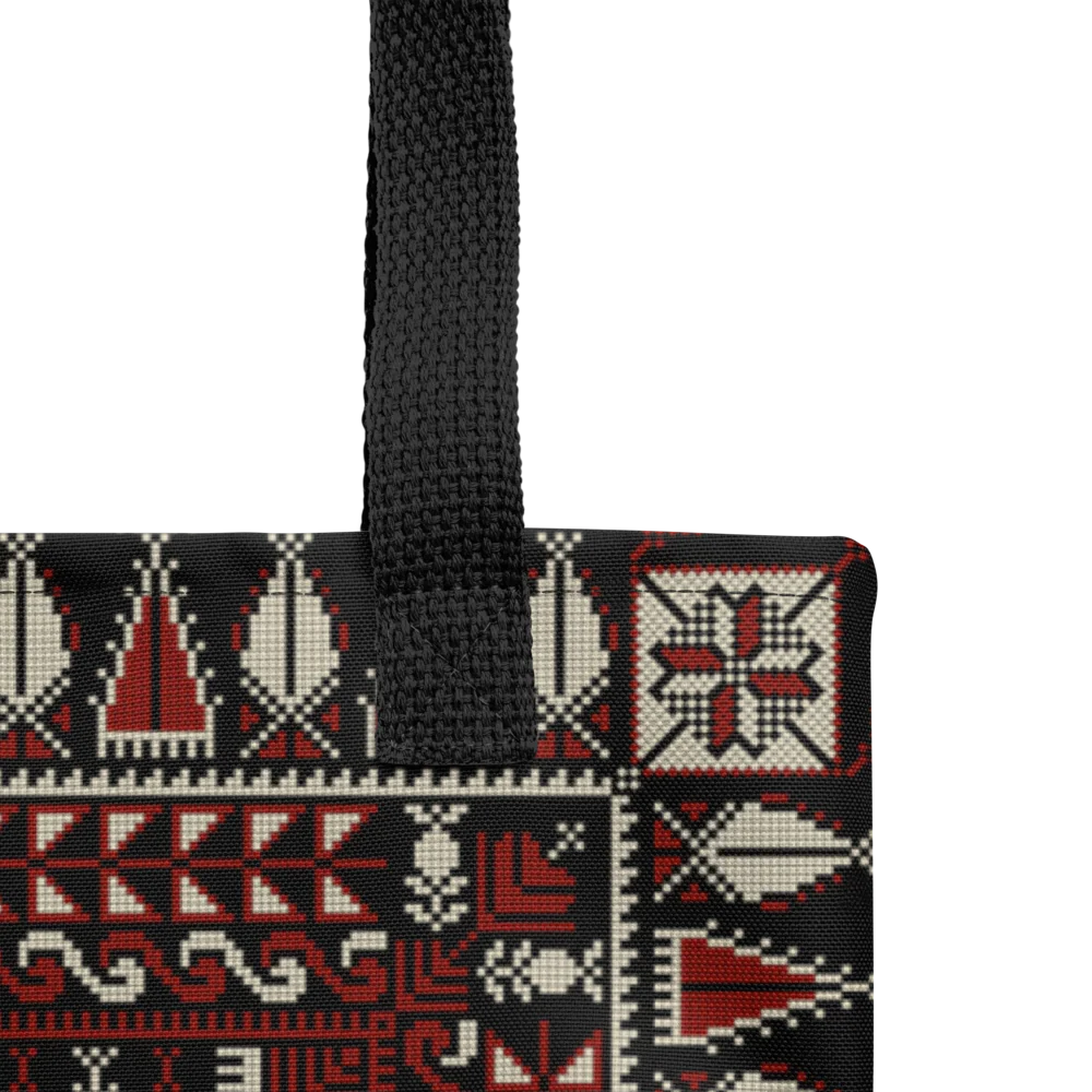 Spacious Tote Bag – Black Art Pattern - Image 13