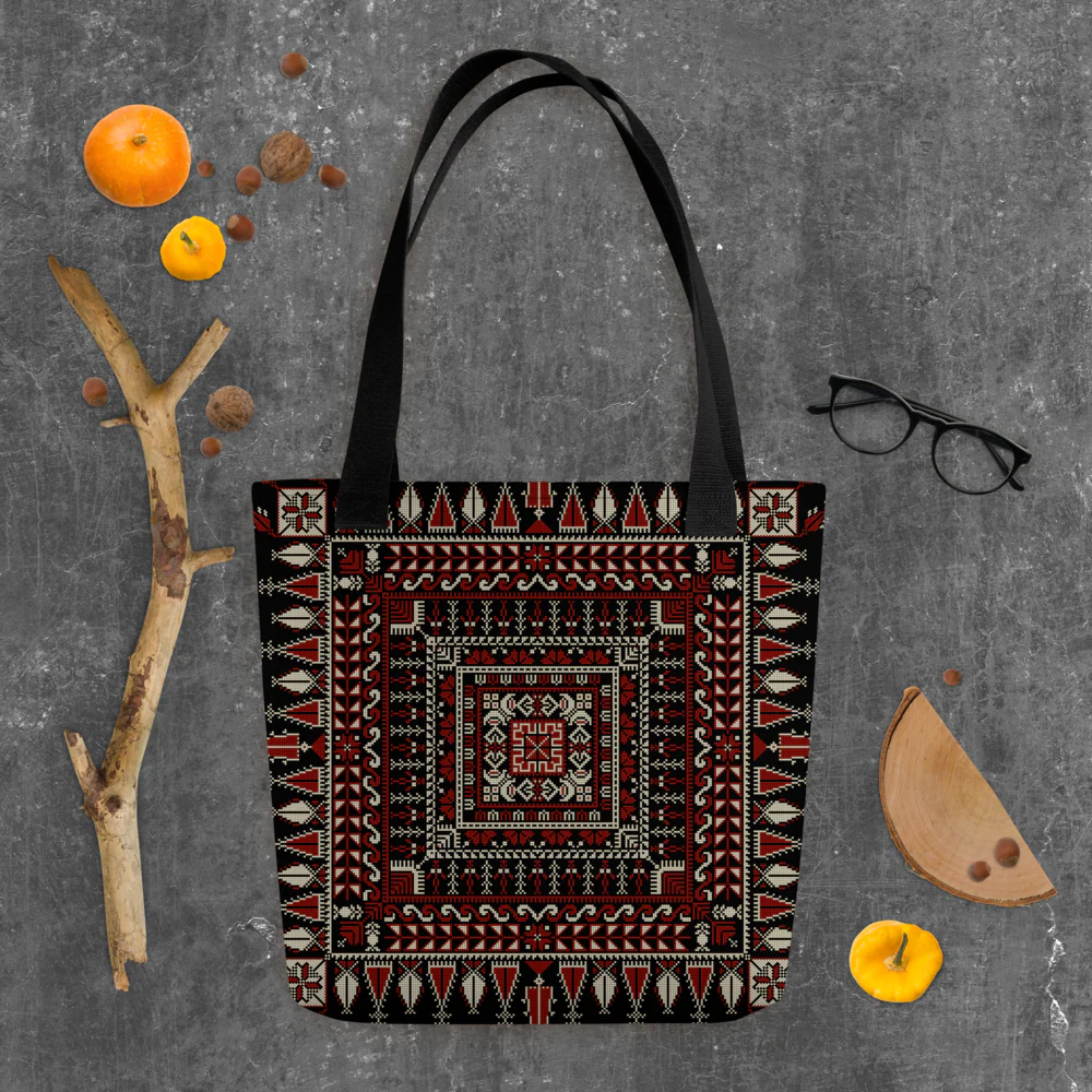 Spacious Tote Bag – Black Art Pattern - Image 14