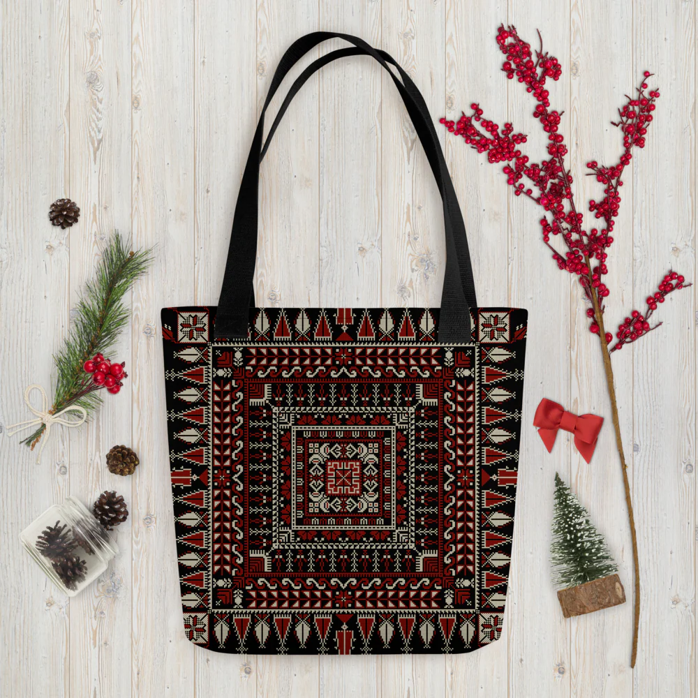 Spacious Tote Bag – Black Art Pattern - Image 15