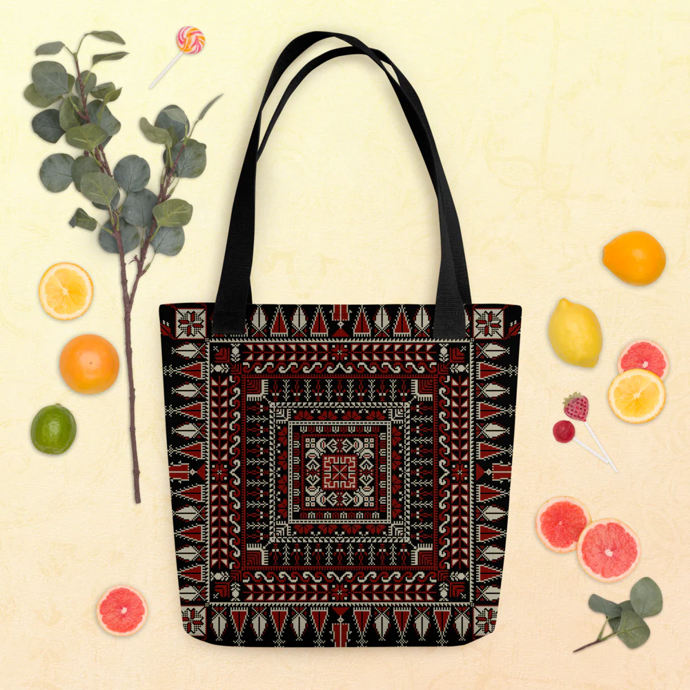 Spacious Tote Bag – Black Art Pattern - Image 16