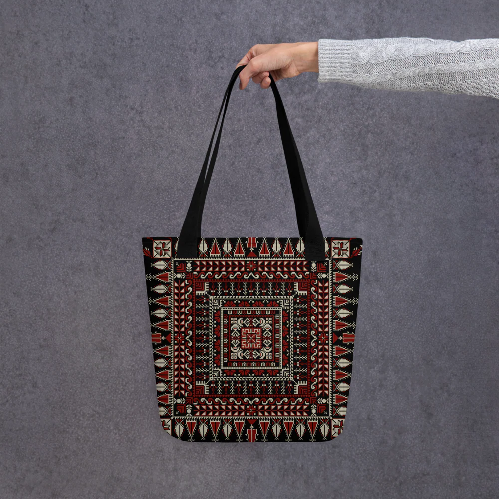 Spacious Tote Bag – Black Art Pattern - Image 17
