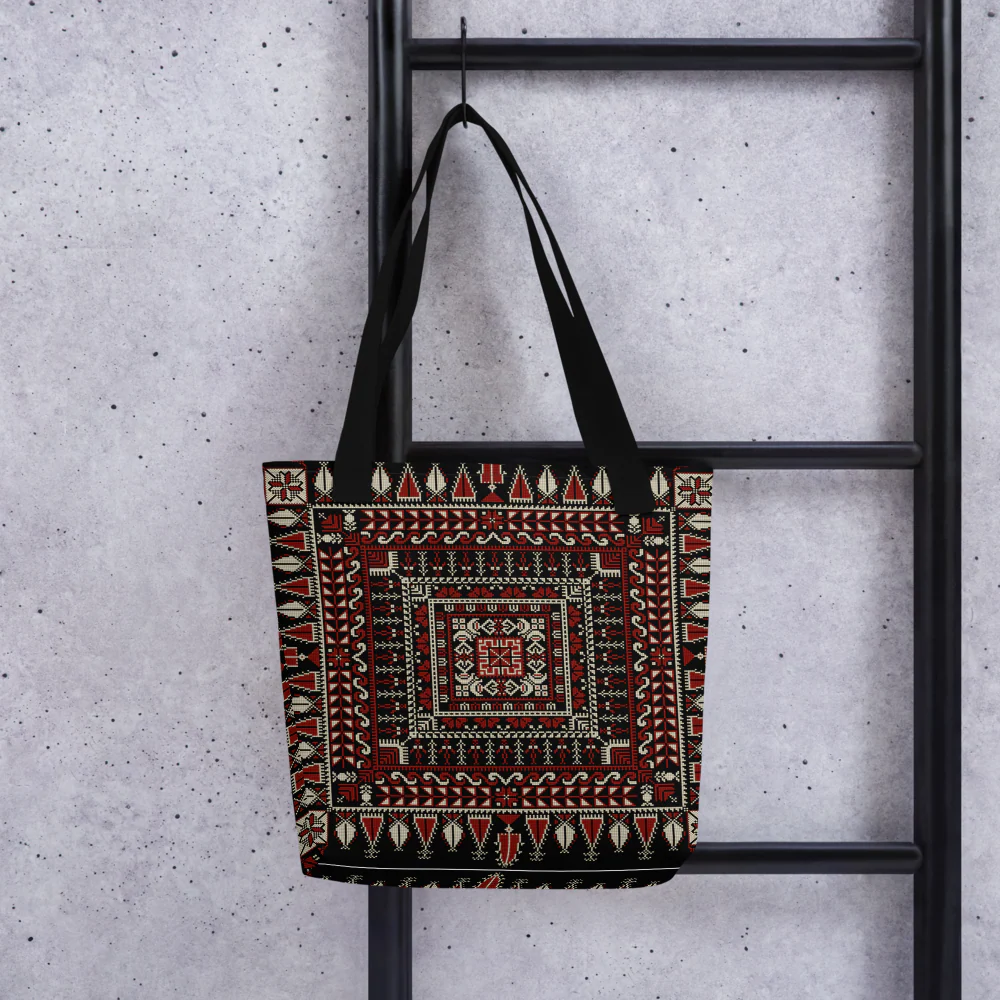 Spacious Tote Bag – Black Art Pattern - Image 18