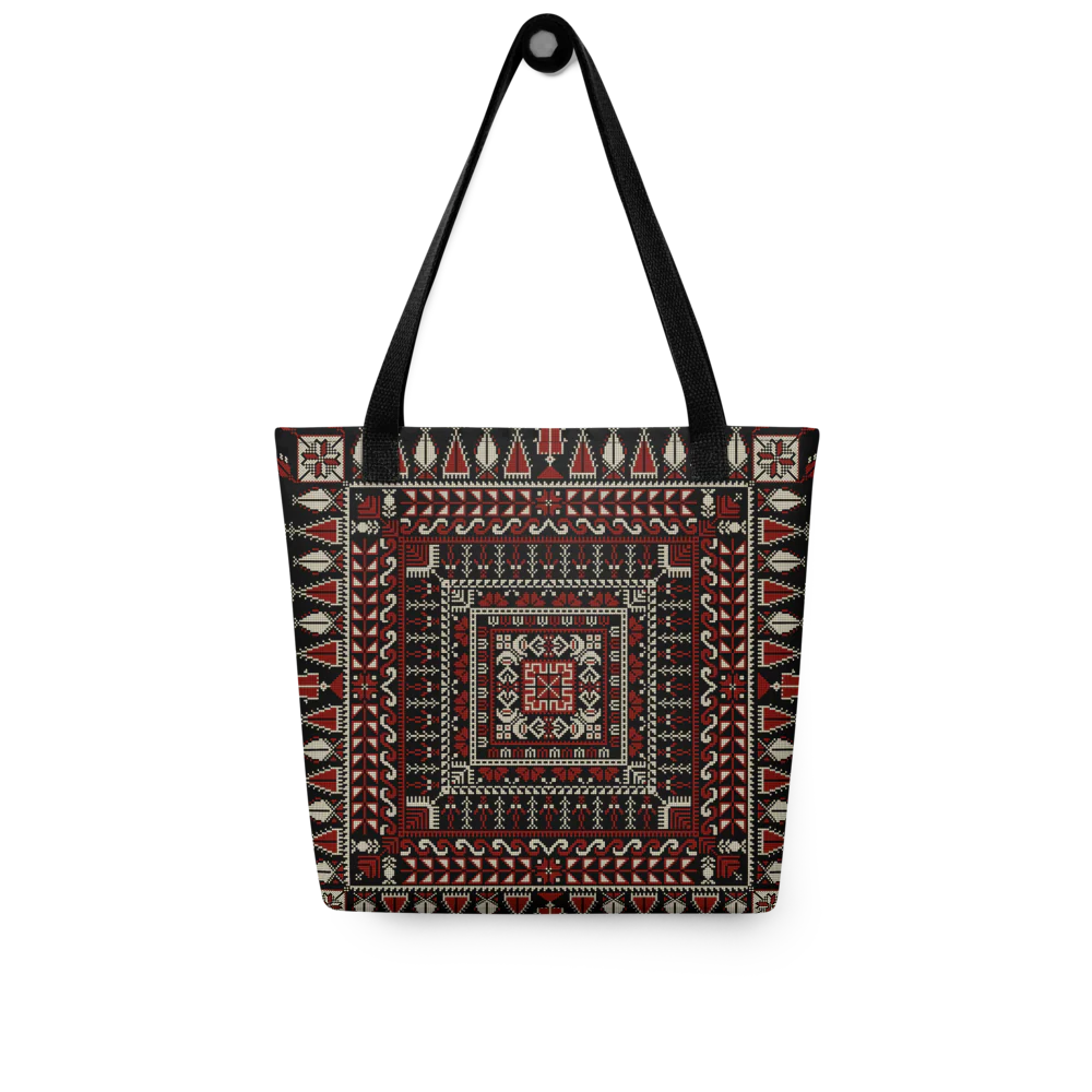 Spacious Tote Bag – Black Art Pattern - Image 6