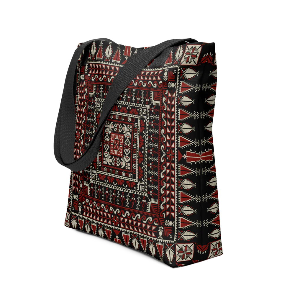 Spacious Tote Bag – Black Art Pattern - Image 8