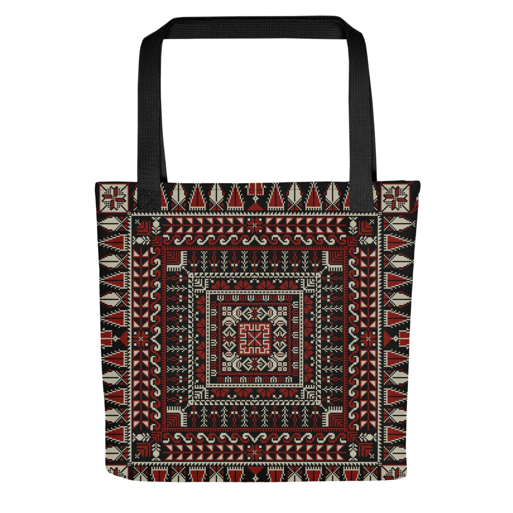 Spacious Tote Bag – Black Art Pattern - Image 9