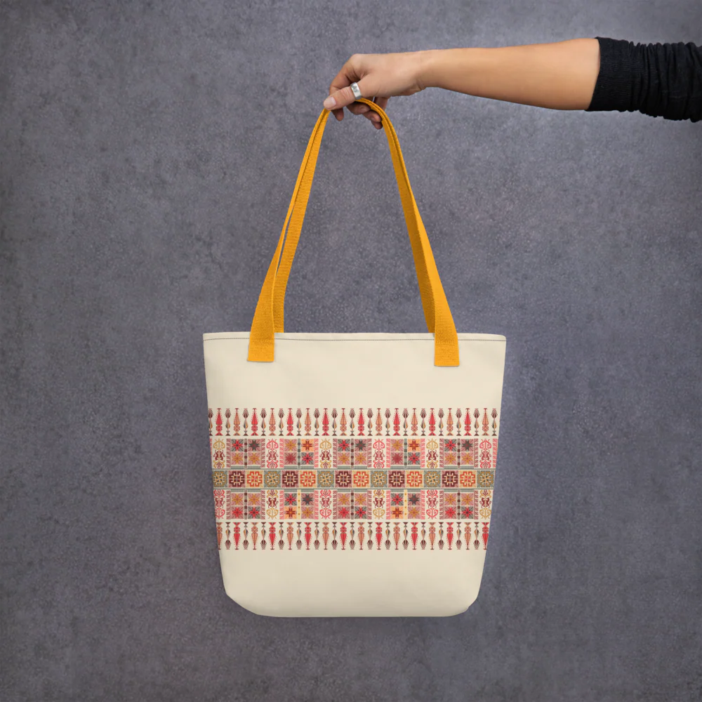 Spacious Tote Bag – Colorful Art Pattern, 15" x 15" - Image 3