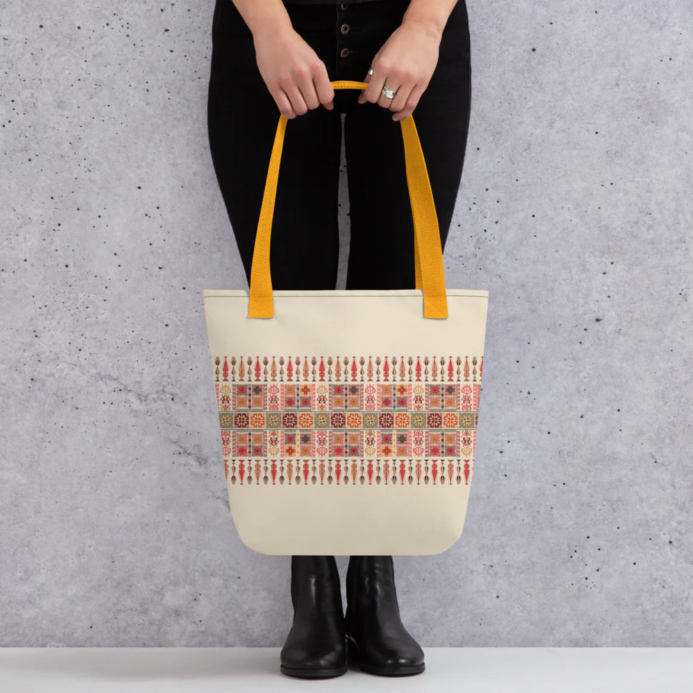 Spacious Tote Bag – Colorful Art Pattern, 15" x 15" - Image 4