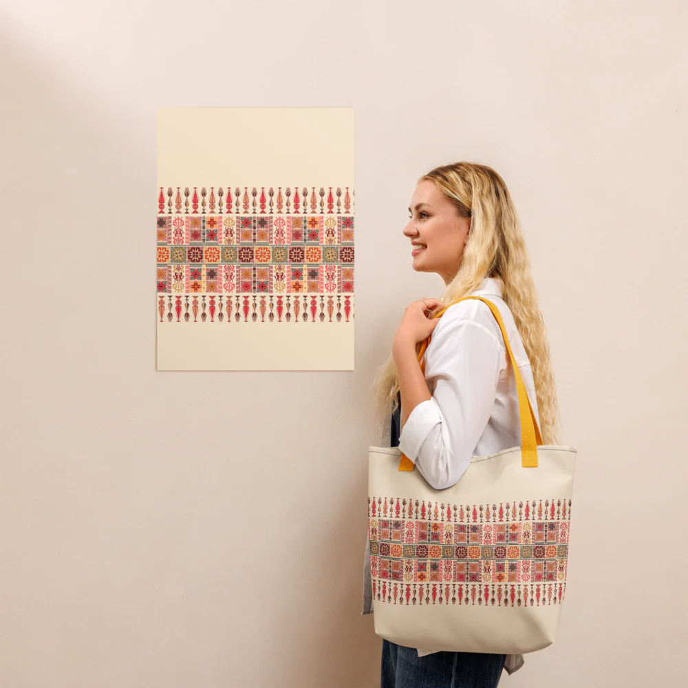 Spacious Tote Bag – Colorful Art Pattern, 15" x 15" - Image 5