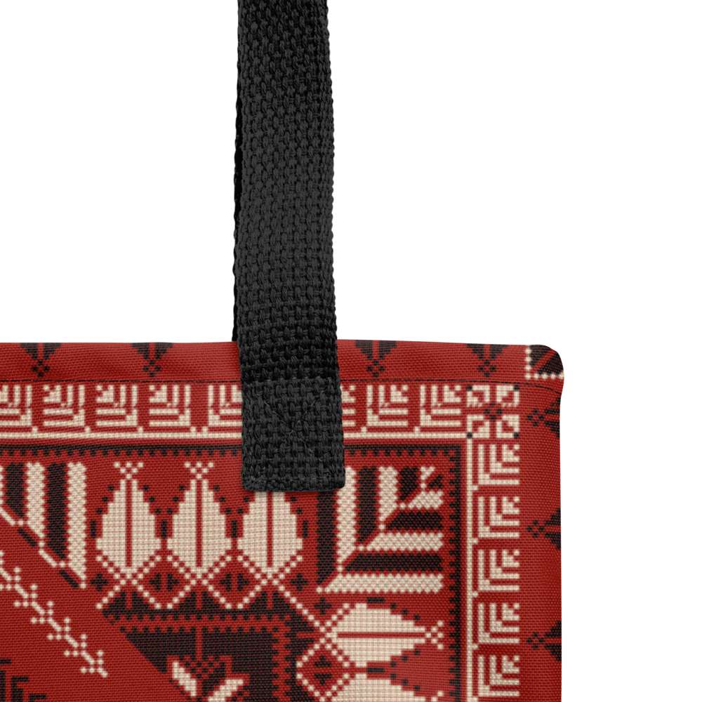 Spacious Tote Bag – Vibrant Red Art Pattern - Image 13