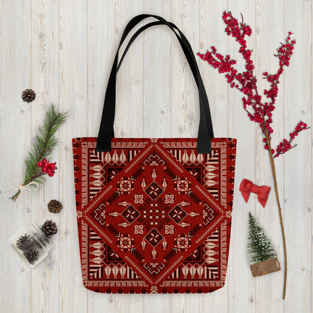 Spacious Tote Bag – Vibrant Red Art Pattern - Image 15