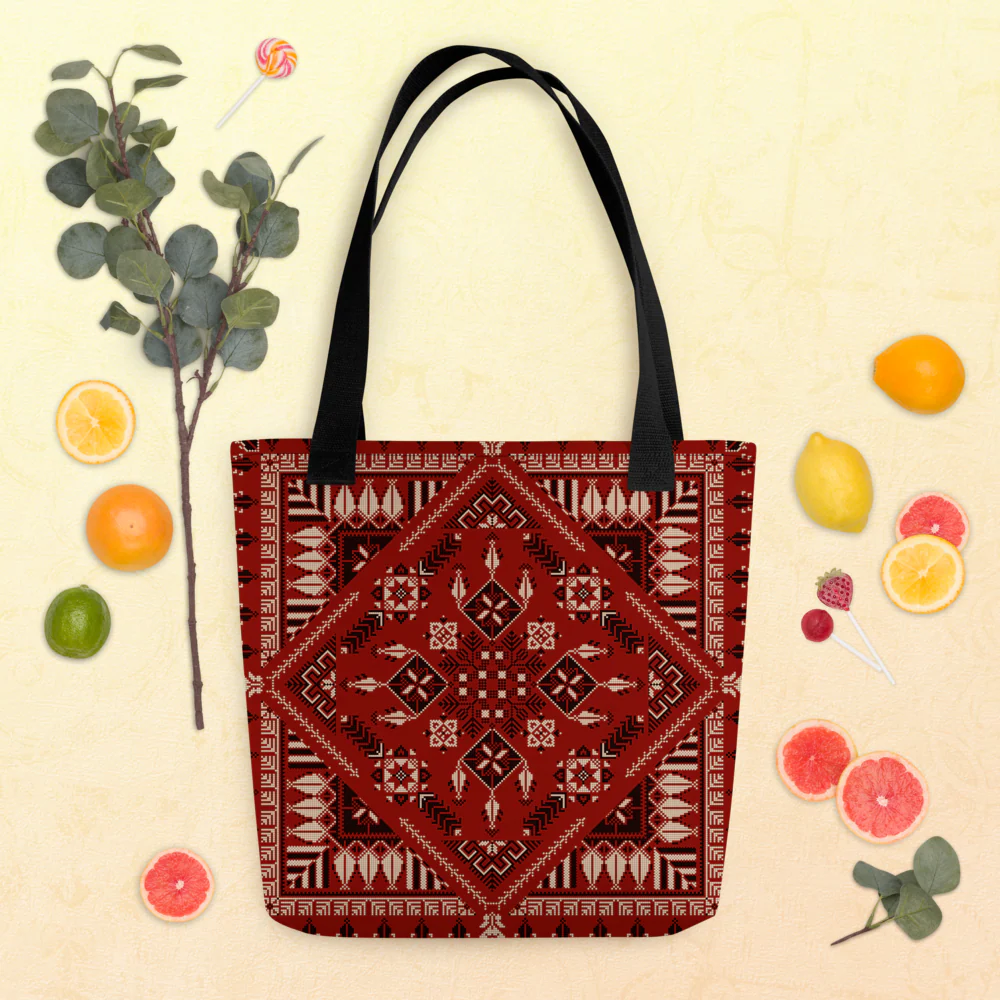 Spacious Tote Bag – Vibrant Red Art Pattern - Image 16
