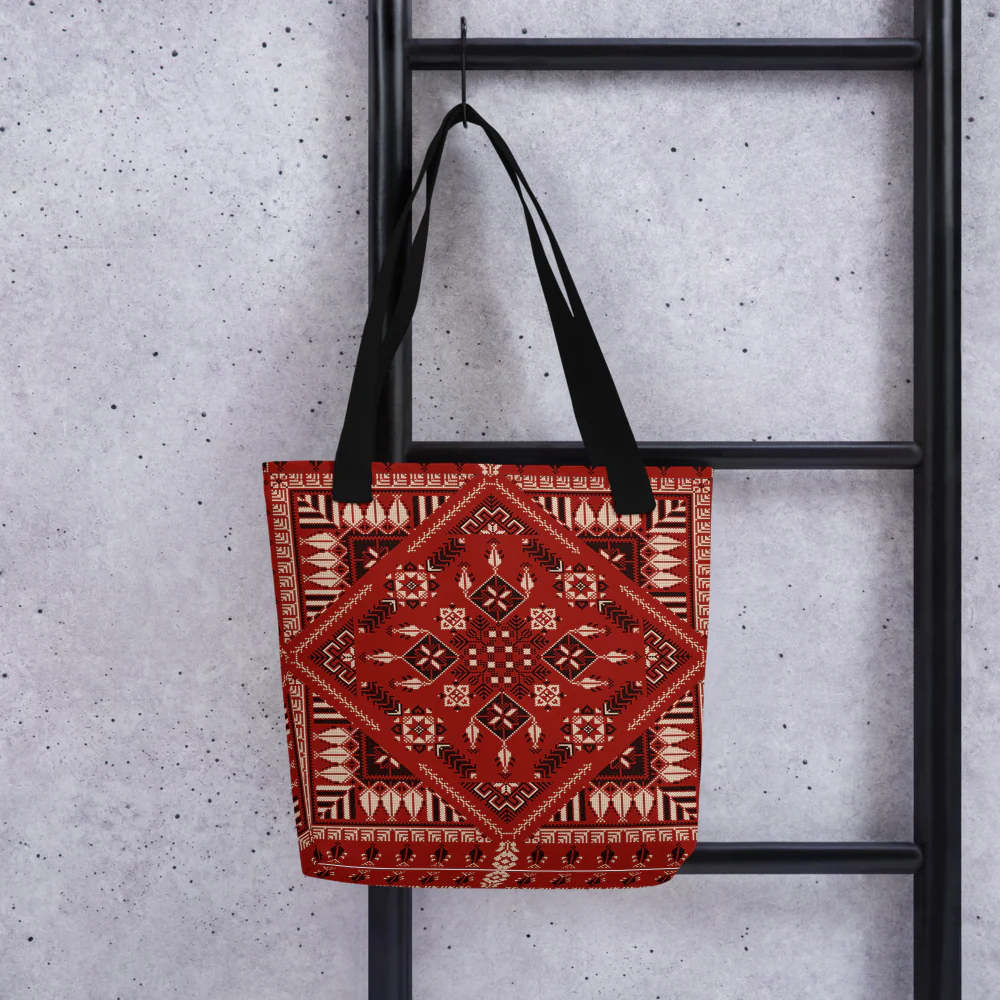 Spacious Tote Bag – Vibrant Red Art Pattern - Image 18