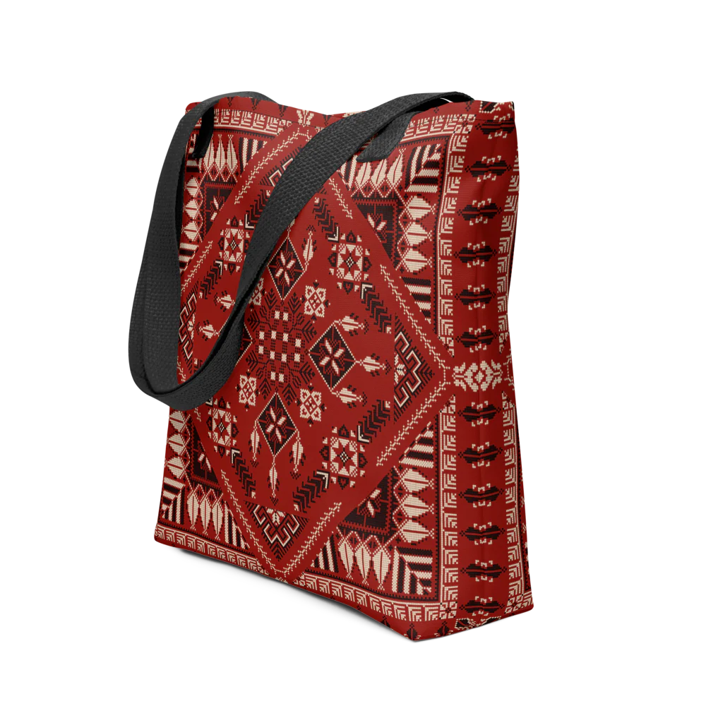 Spacious Tote Bag – Vibrant Red Art Pattern - Image 8