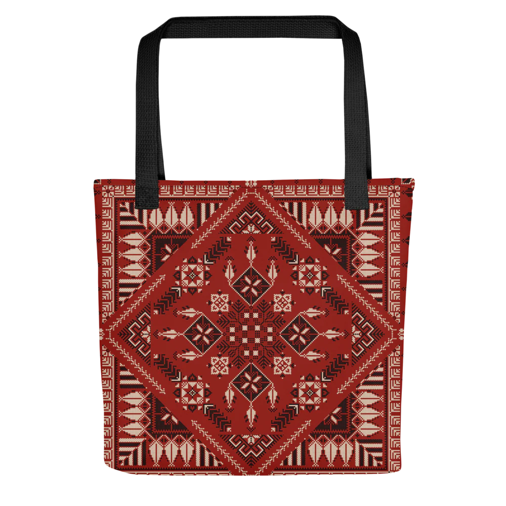 Spacious Tote Bag – Vibrant Red Art Pattern - Image 9