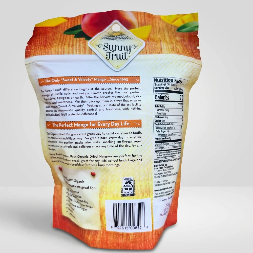 Sunny Fruit Organic Dried Mangoes 3.5 oz - Sweet & Velvety 5 Portion Packs - Image 2