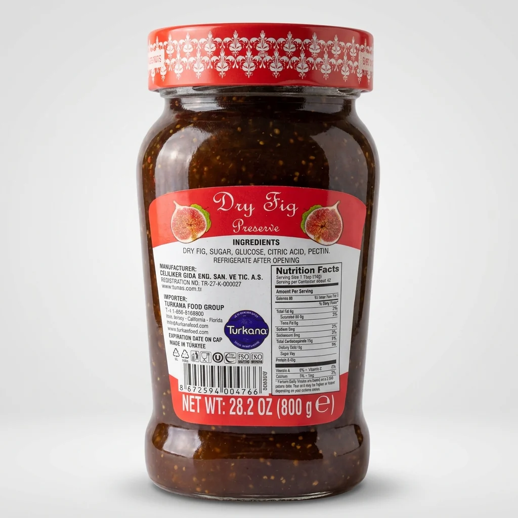 Tunas Dry Fig Preserve 28.2 oz - Turkish Fruit Spread - Image 2